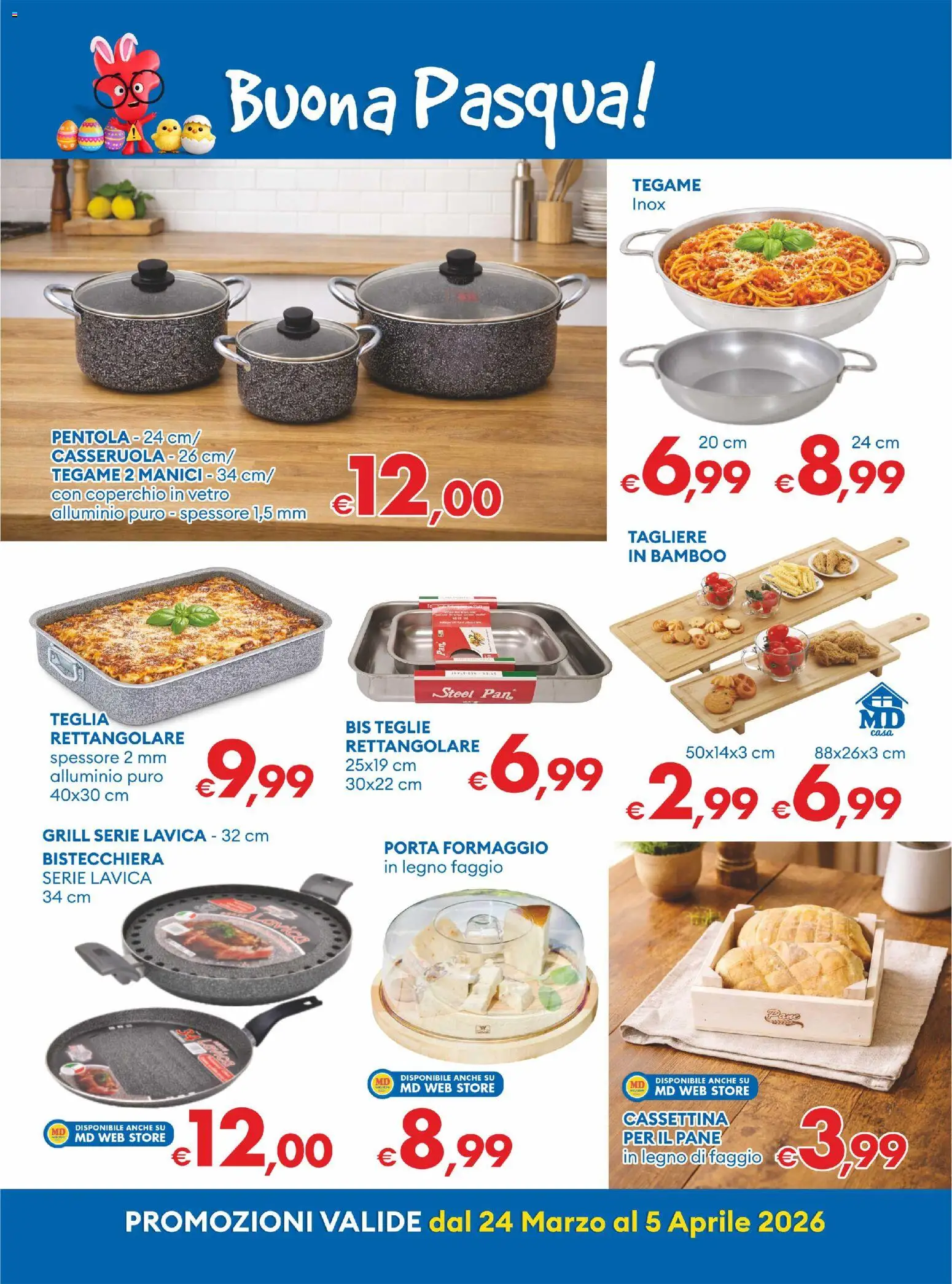 Volantino MD Discount del 24.03.2026 | Pagina: 15 | Prodotti: Pane, Teglia, Bistecchiera, Alluminio