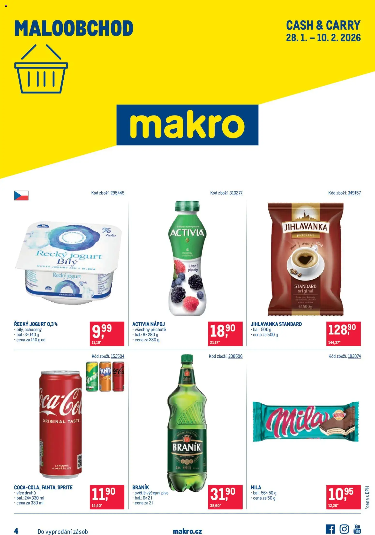 Makro leták - Maloobchod od 28.01.2026 | Strana: 1 | Produkty: Řecký jogurt, Jogurt, Pivo, Sprite