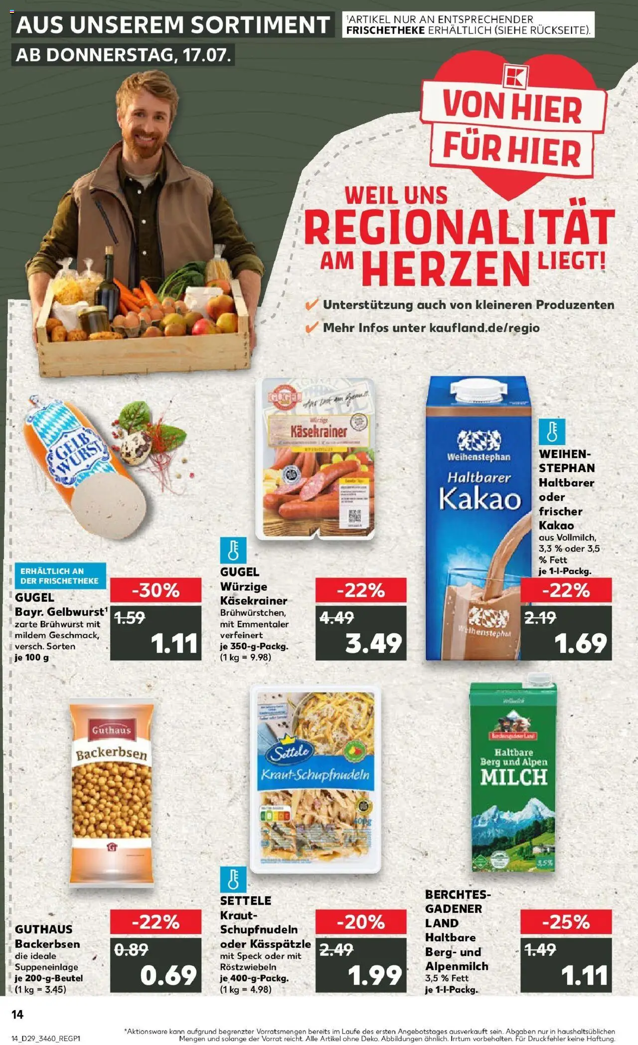 Kaufland prospekt Weiden In Der Oberpfalz	 - gültig ab dem 16.07.2025 | Seite: 1 | Produkte: Milch, Käsekrainer, Wurst, Kraut