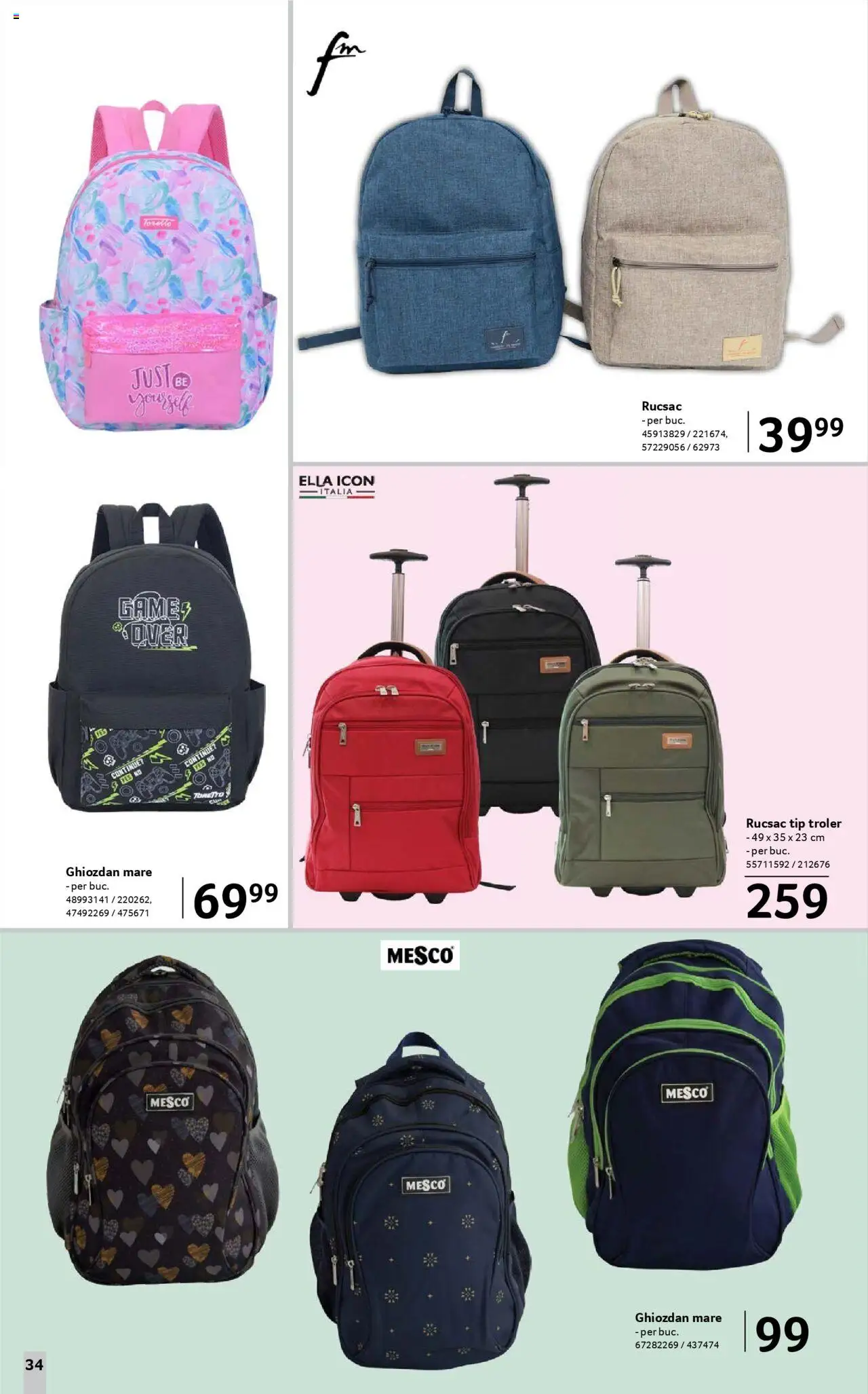 Catalog Selgros - Școala  – valabil de la 08.08.2025 | Pagină: 34 | Produse: Ghiozdan, Rucsac