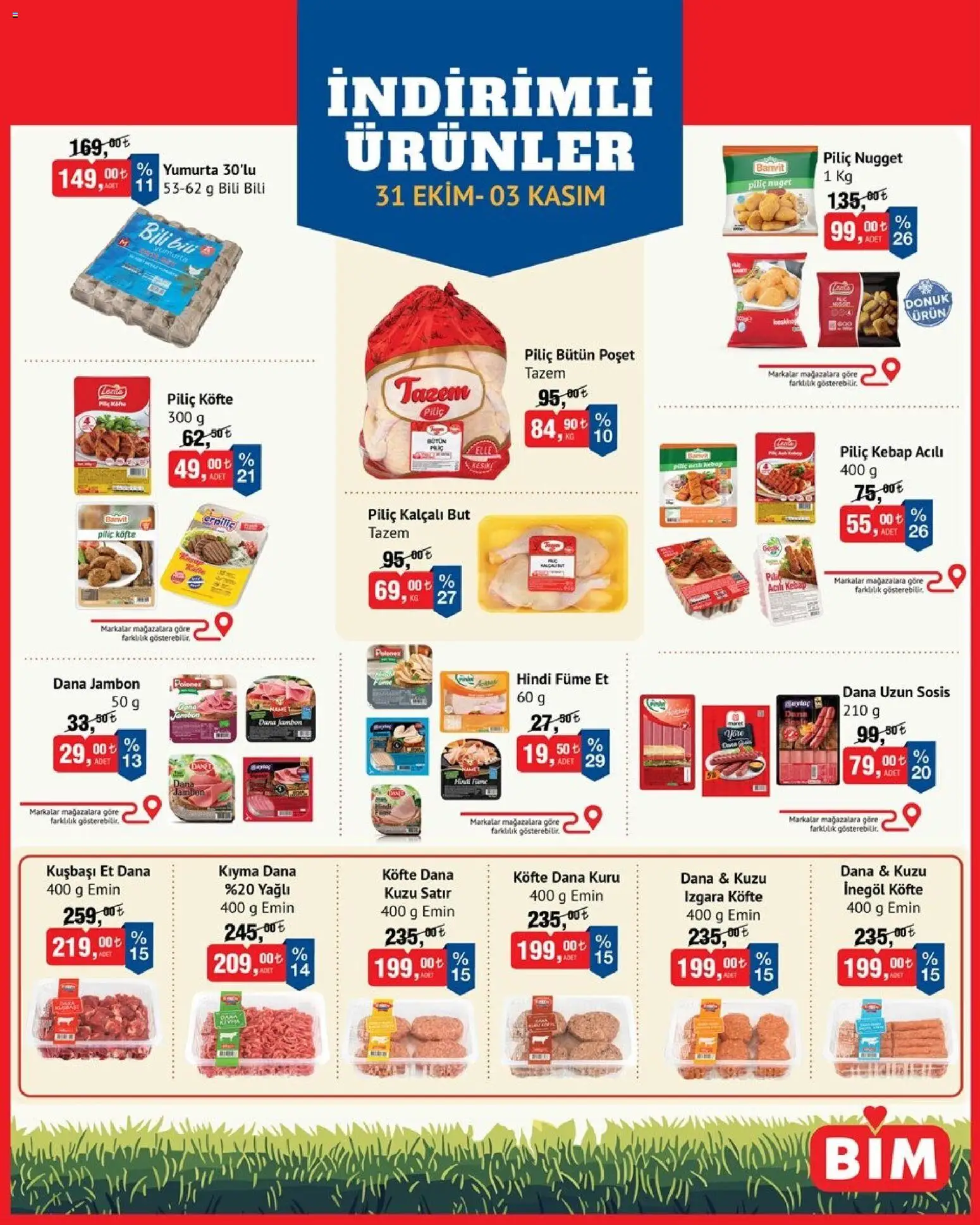 BİM - Fırsat Ürünleri - 31.10.2025 tarihinden itibaren geçerlidir | Sayfa: 2 | Ürünler: Yumurta, Jambon, Kıyma, Sosis