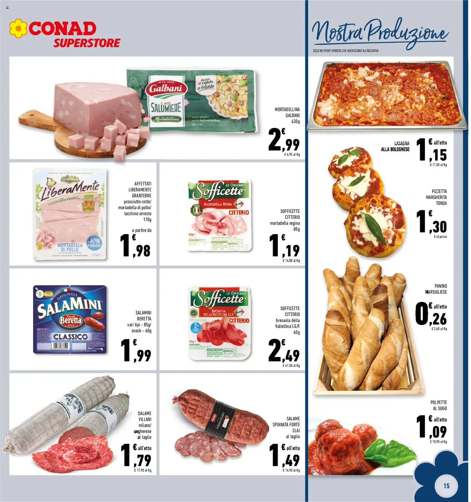 Volantino Conad del 29.01.2026 | Pagina: 15 | Prodotti: Arrosto, Bresaola, Tacchino, Lasagna