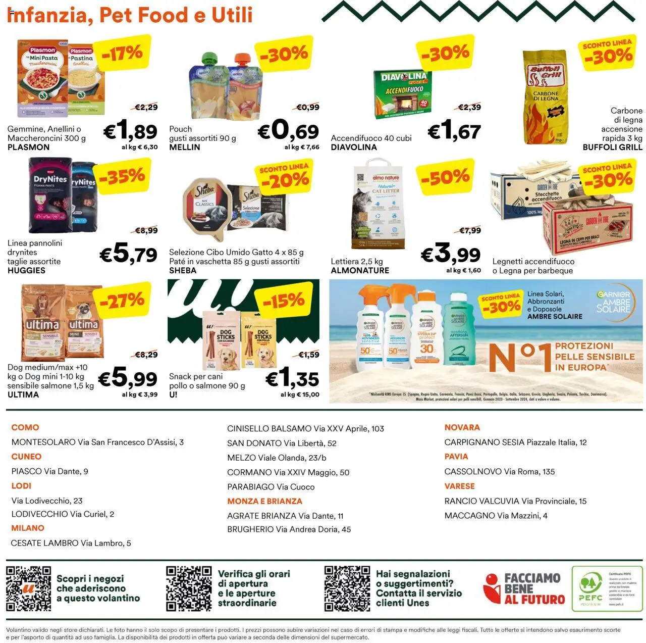 Volantino Unes del 13.08.2025 | Pagina: 8 | Prodotti: Pannolini, Pollo, Pasta, Stampa