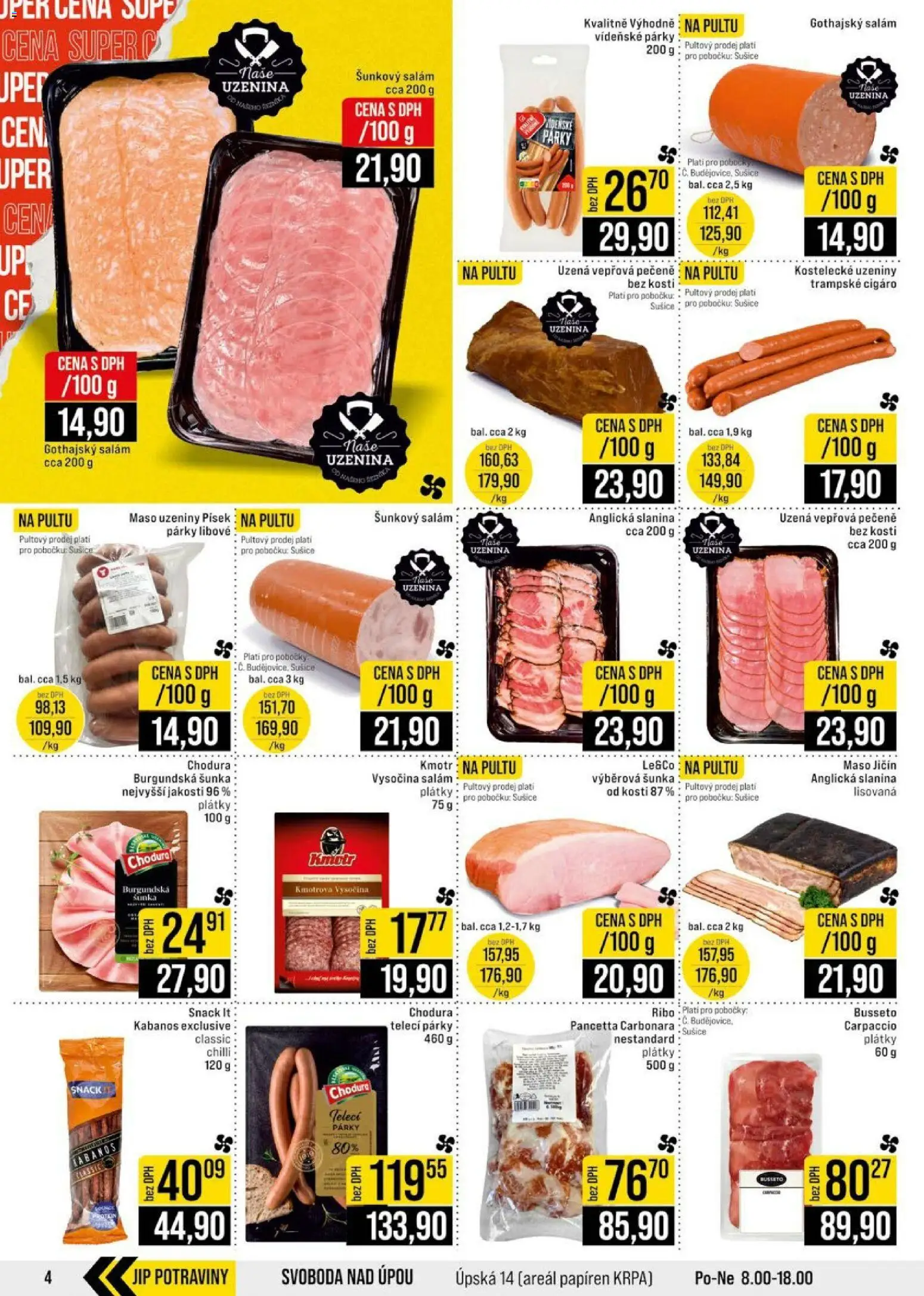 Jip leták - Cash & Carry od 01.04.2026 | Strana: 4 | Produkty: Salám, Písek, Sušiče, Slanina