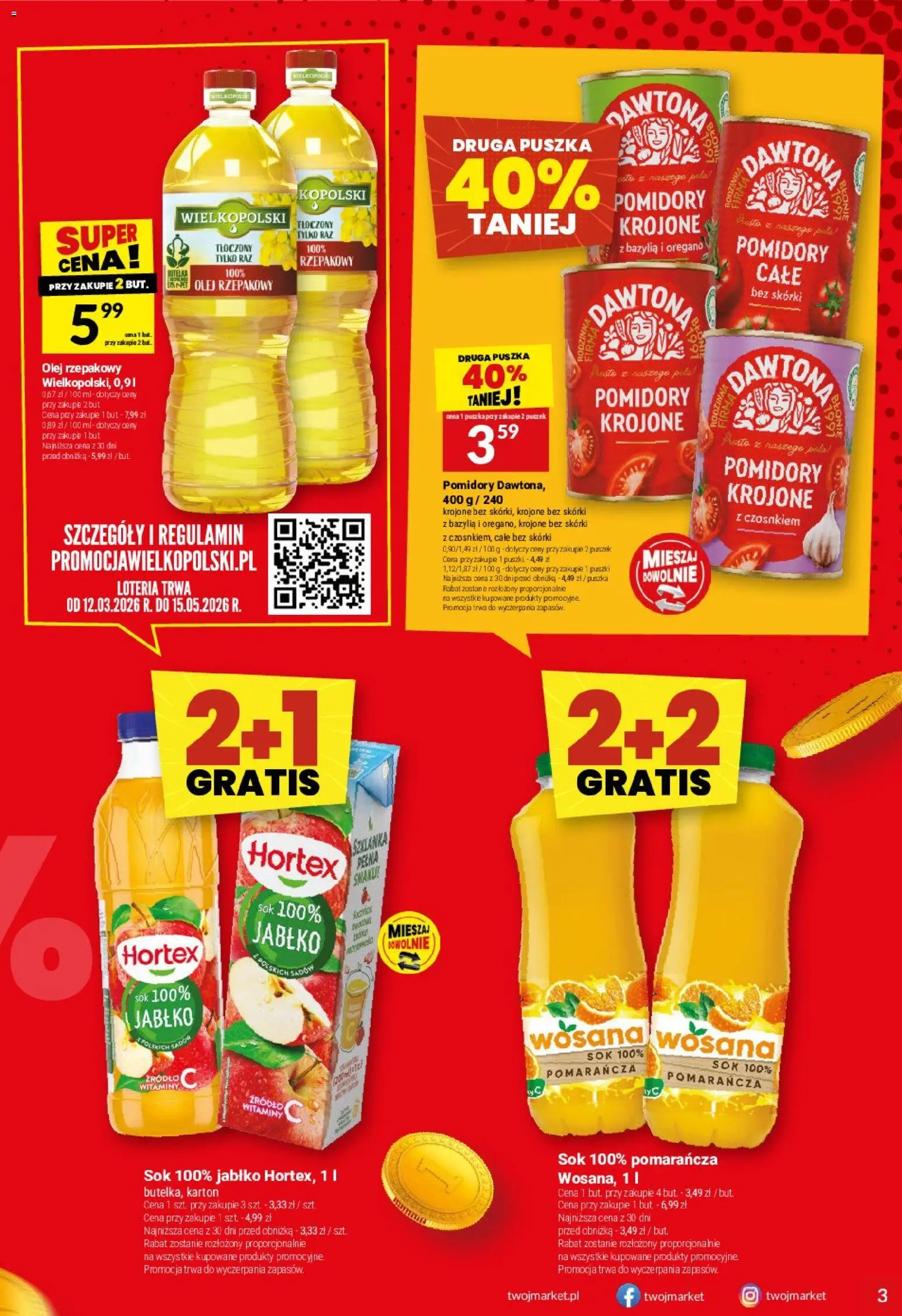 Twój Market gazetka od 08.04.2026 | Strona: 3 | Produkty: Szklanka, Olej rzepakowy, Oregano, Olej