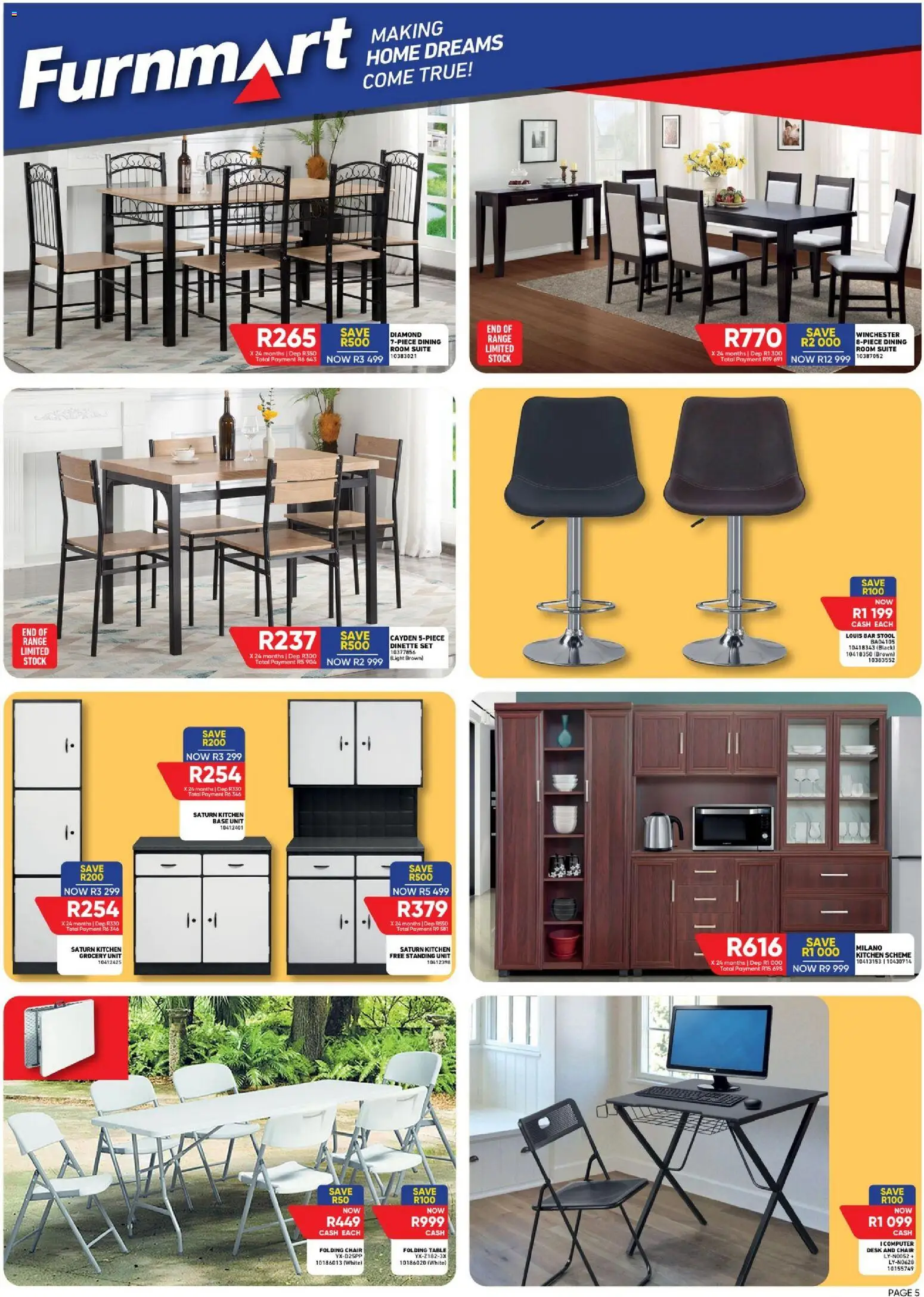 New Furnmart catalogue – valid from 05.02.2026 | Page: 5 | Products: Computer, Desk, Stool, Stock