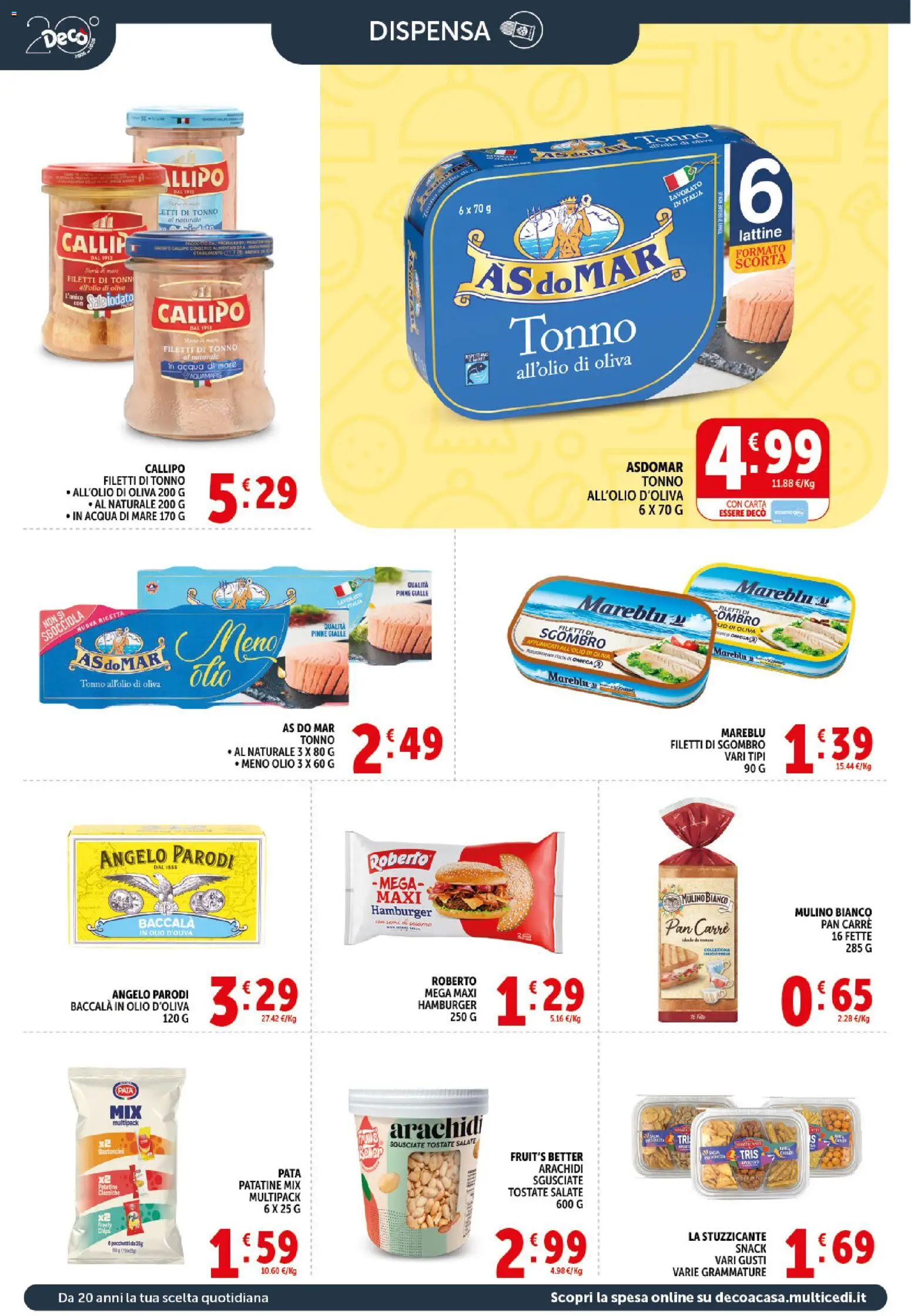 Volantino Decò del 21.04.2026 | Pagina: 14 | Prodotti: Olio, Arachidi, Sgombro, Hamburger