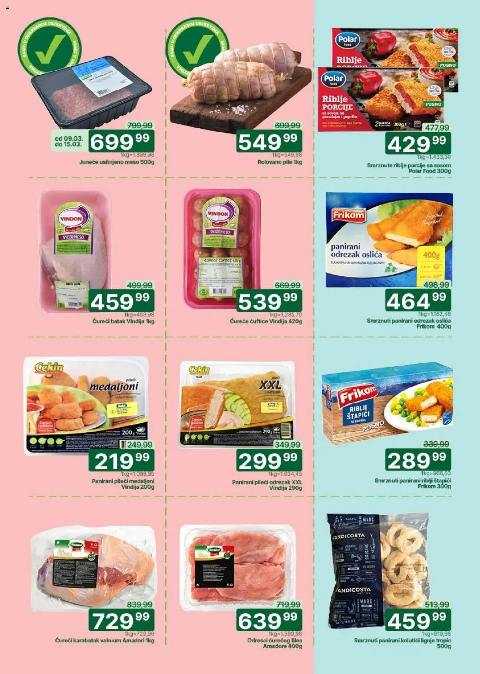 Univerexport katalog - važi od 02.03.2026 | Strana: 3 | Proizvode: Rolovano pile, Riblji štapići, Ćureći batak, Pile