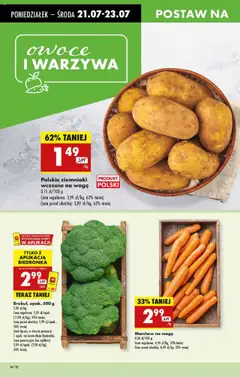 Biedronka gazetka od 21.07.2025 | Strona: 14 | Produkty: Ziemniaki, Warzywa, Owoce