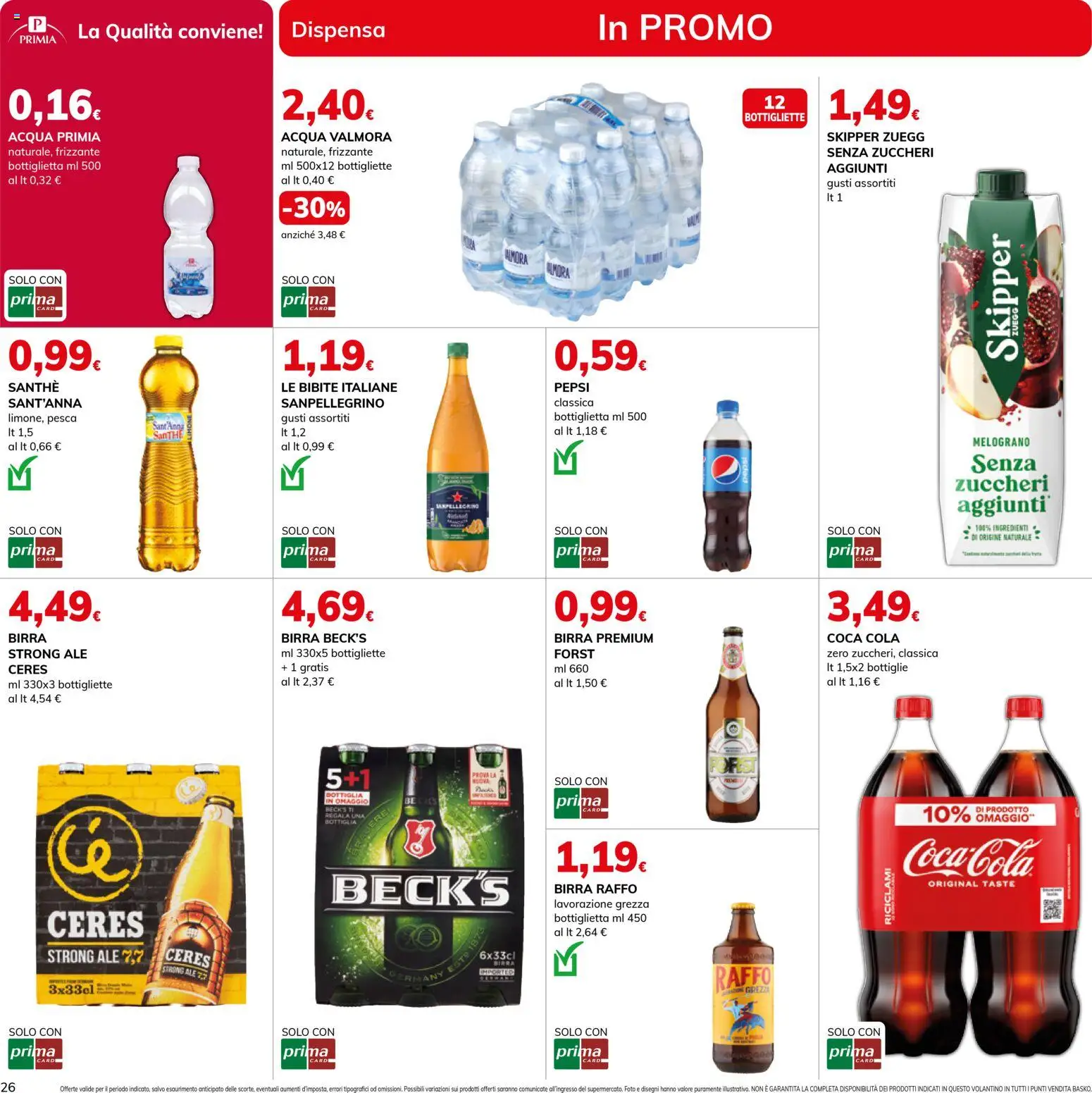 Volantino Basko del 24.02.2026 | Pagina: 26 | Prodotti: Acqua, Ceres, Bottiglia, Coca Cola