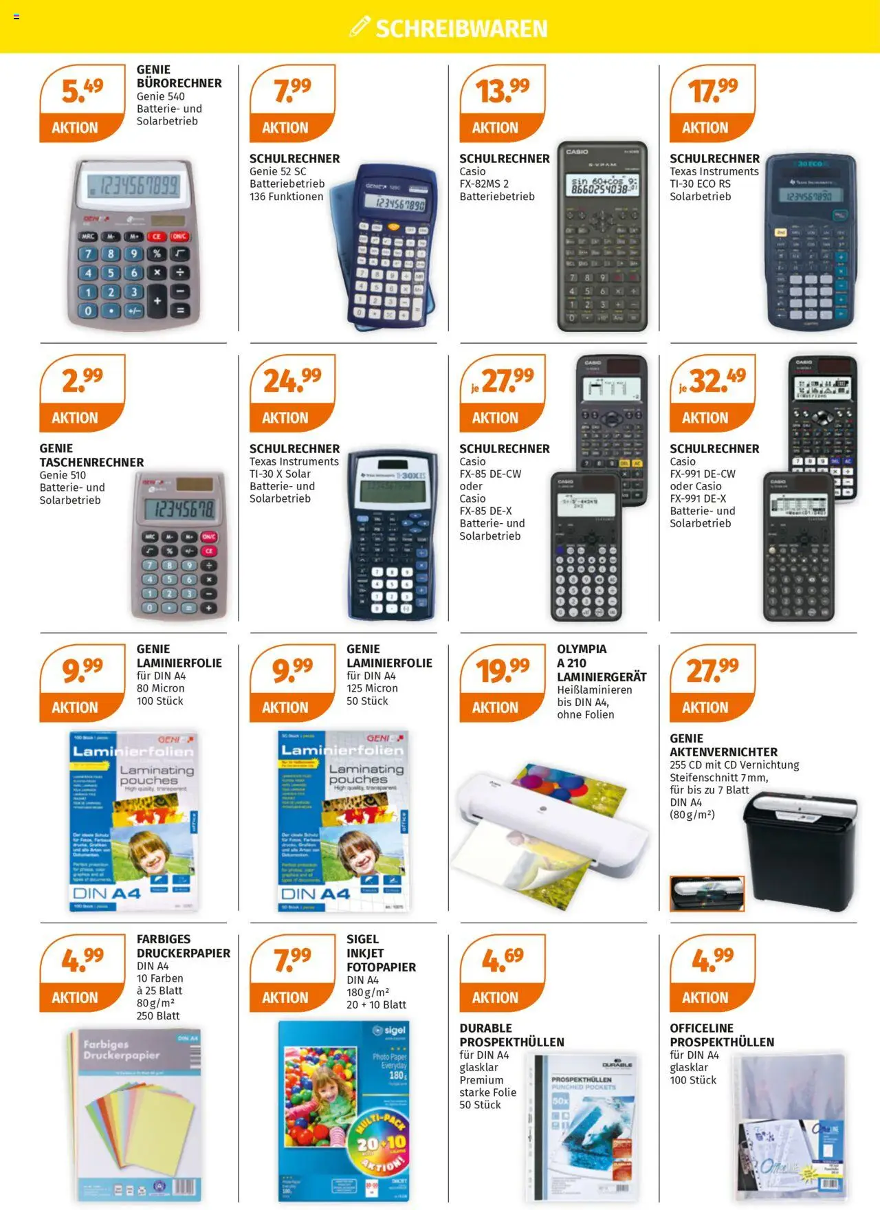 Müller Schulanfang Berlin, Brandenburg – gültig ab 01.09.2025 | Seite: 14 | Produkte: Taschenrechner, Laminator, Aktenvernichter, Batterie