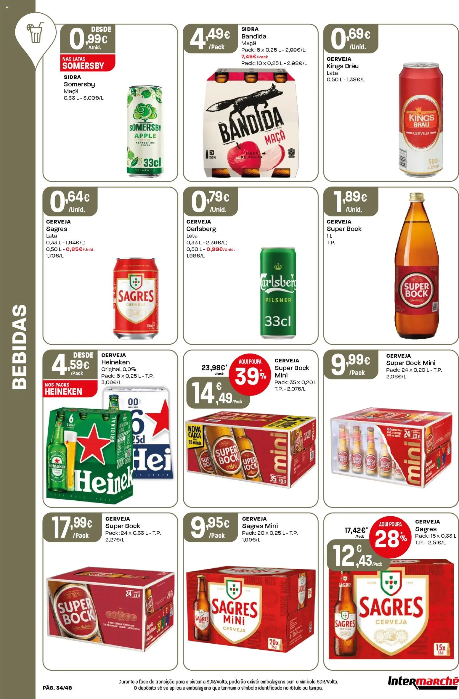 Intermarché folheto │ válido de 23.04.2026 | Página: 34 | Produtos: Super bock, Caixa, Cerveja, Somersby