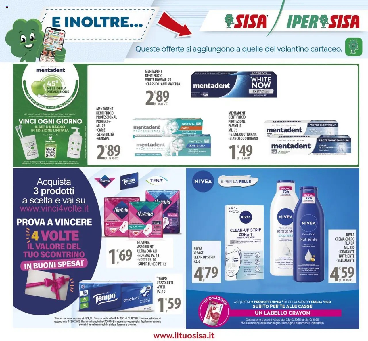 Volantino SISA del 03.10.2025 | Pagina: 22 | Prodotti: Crema, Crema viso, Fazzoletti, Bagno