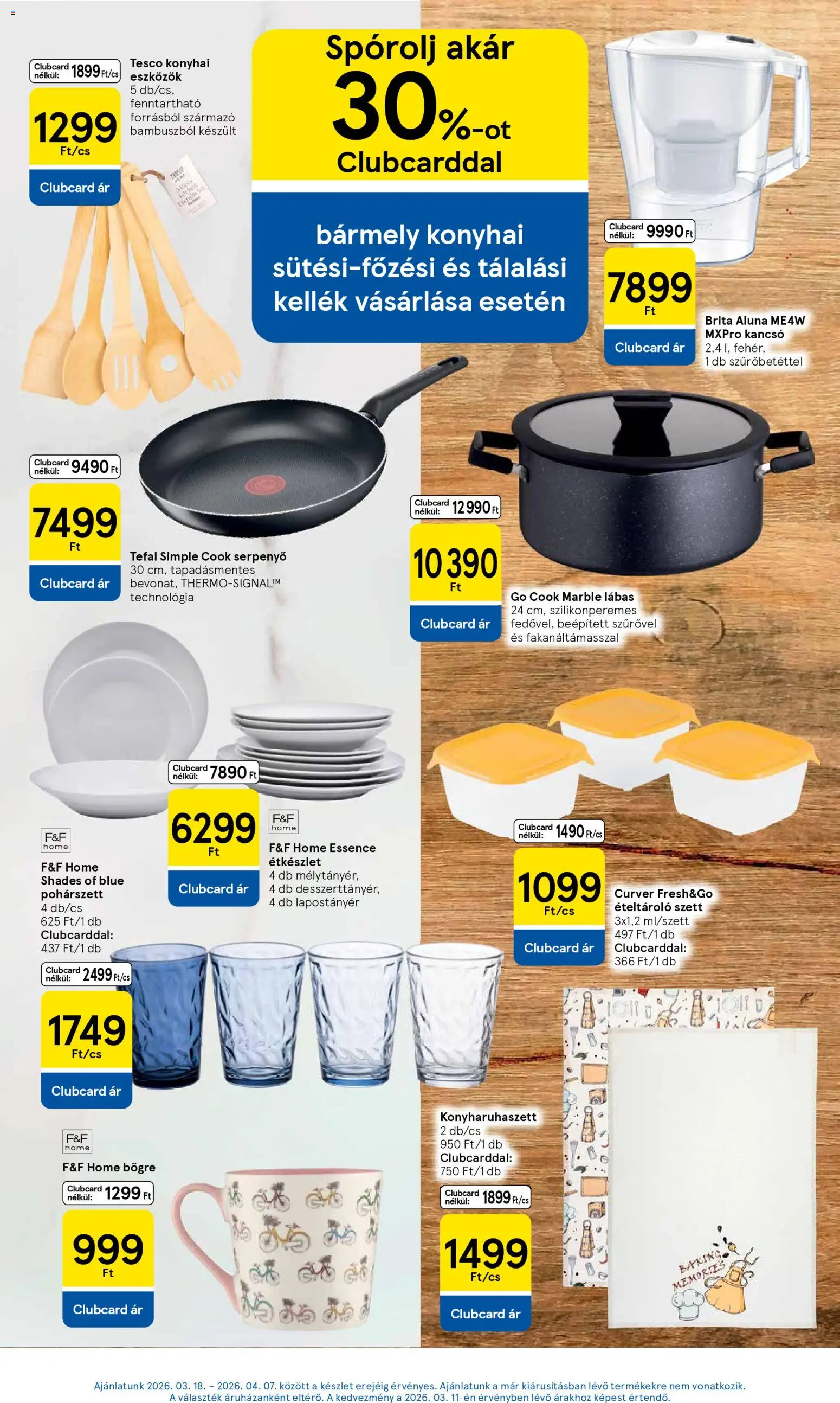 Tesco akciós ujság - amely érvényes a következő dátumtól: 31.03.2026 | Oldal: 17 | Termékek: Tefal, Kancsó, Étkészlet, Serpenyő