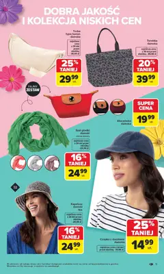 Pogląd oferty "Carrefour gazetka - TEX na spotkanie z wiosną" - ważna od 07.04.2026 | Strona: 9 | Produkty: Kapelusz, Czapka, Torba, Banan