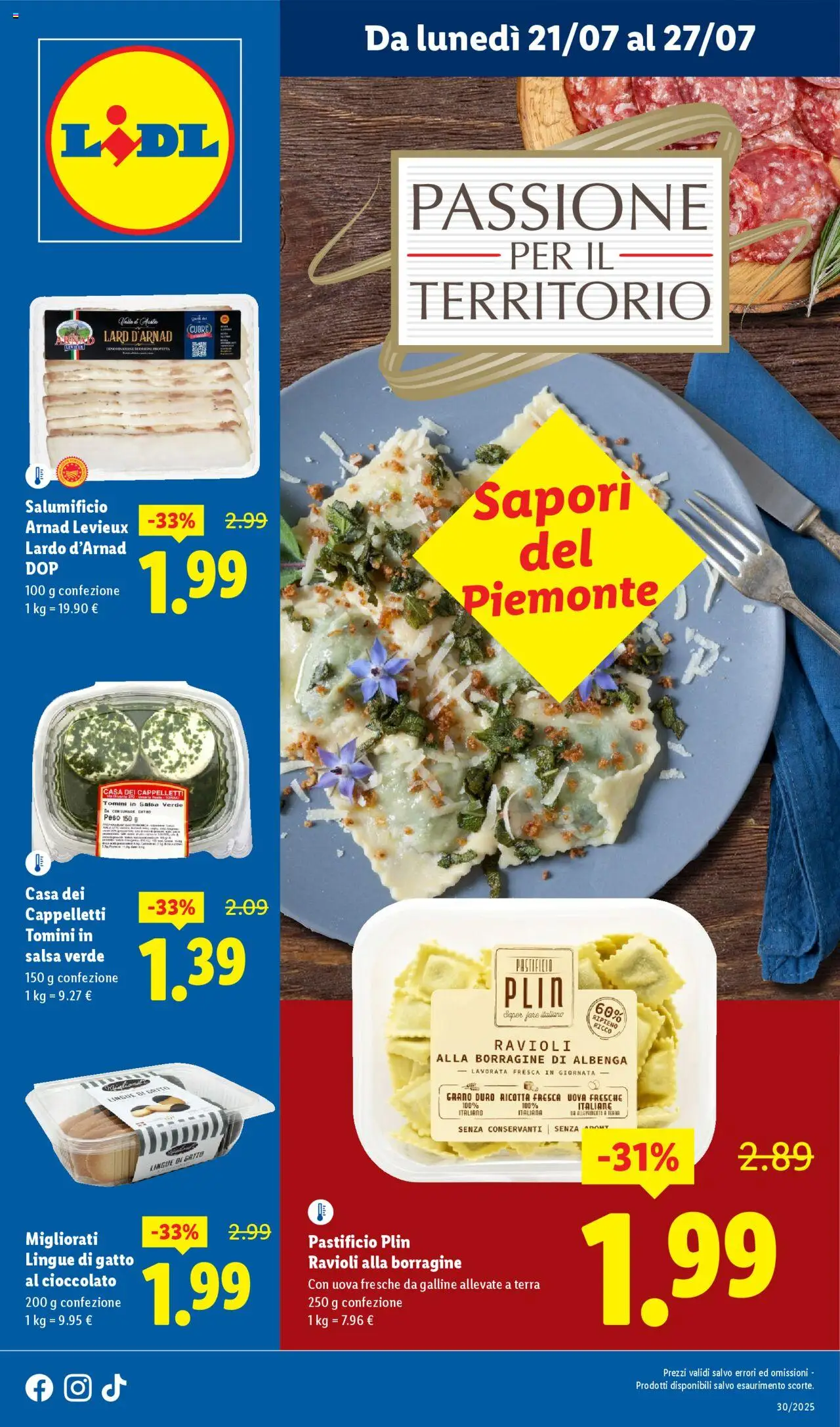Volantino Lidl del 21.07.2025 | Pagina: 1 | Prodotti: Cioccolato, Salsa, Ravioli, Terra