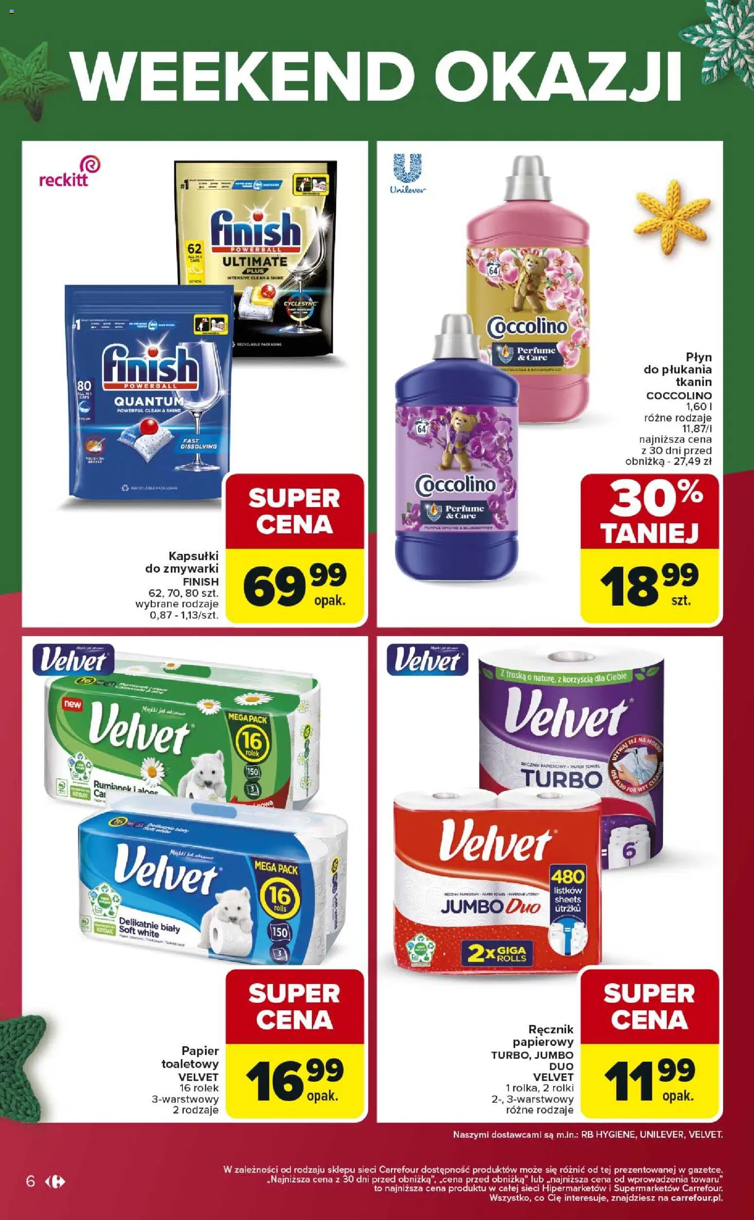 Carrefour Gazetka - Weekend okazji już od czwartku od 11.12.2025 | Strona: 6 | Produkty: Rolki, Coccolino, Finish, Kapsułki do zmywarki