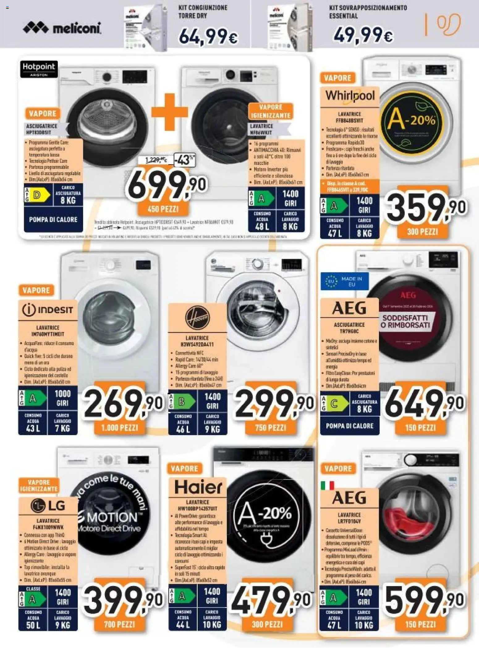 Volantino Unieuro del 04.11.2025 | Pagina: 19 | Prodotti: Acqua, Top, Pasta, Asciugatrice