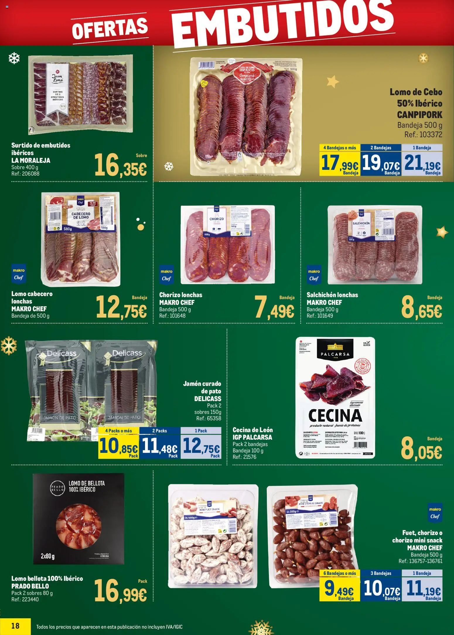 Makro - Precios Navidad Sur │ válido desde el 24.11.2025 | Página: 18 | Productos: Jamón, Νυχτικό, Cama, Bandeja