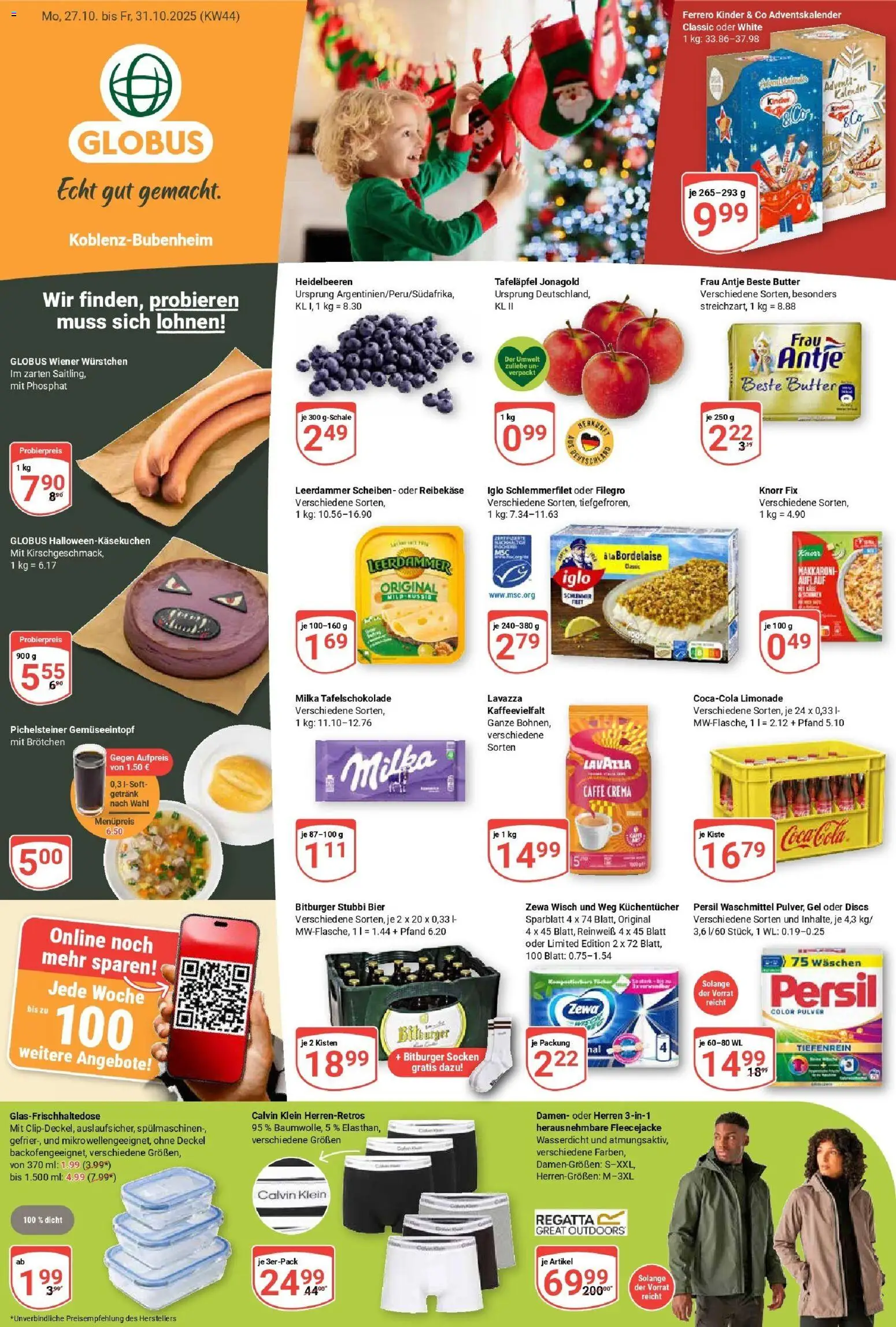 Globus prospekt Koblenz-Bubenheim	 – gültig ab 26.10.2025 | Seite: 3 | Produkte: Knorr fix, Zewa, Reibekase, Iglo schlemmerfilet