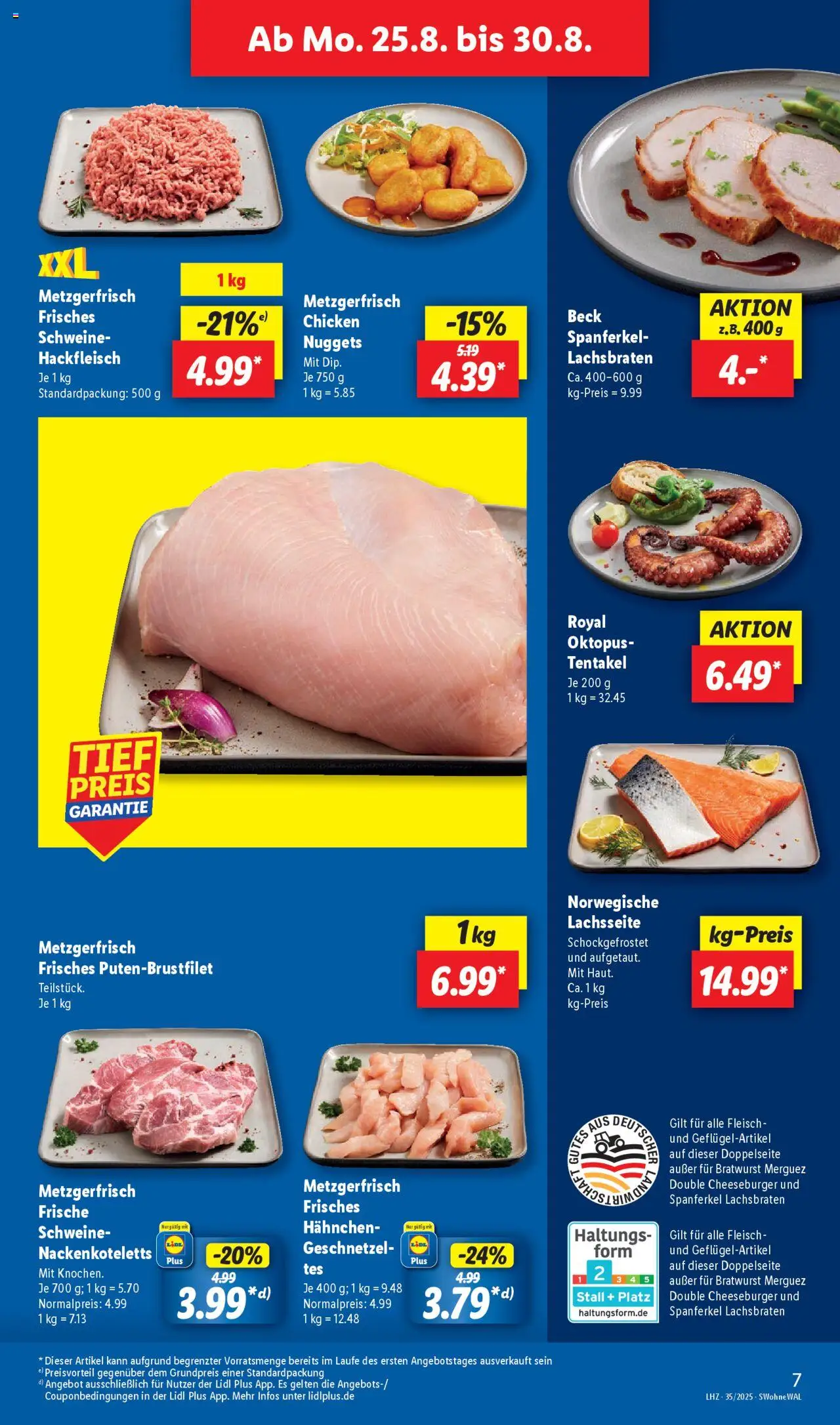 Lidl Prospekt Nagold - gültig ab dem 25.08.2025 | Seite: 13 | Produkte: Hahnchen, Bratwurst, Fleisch, Hackfleisch