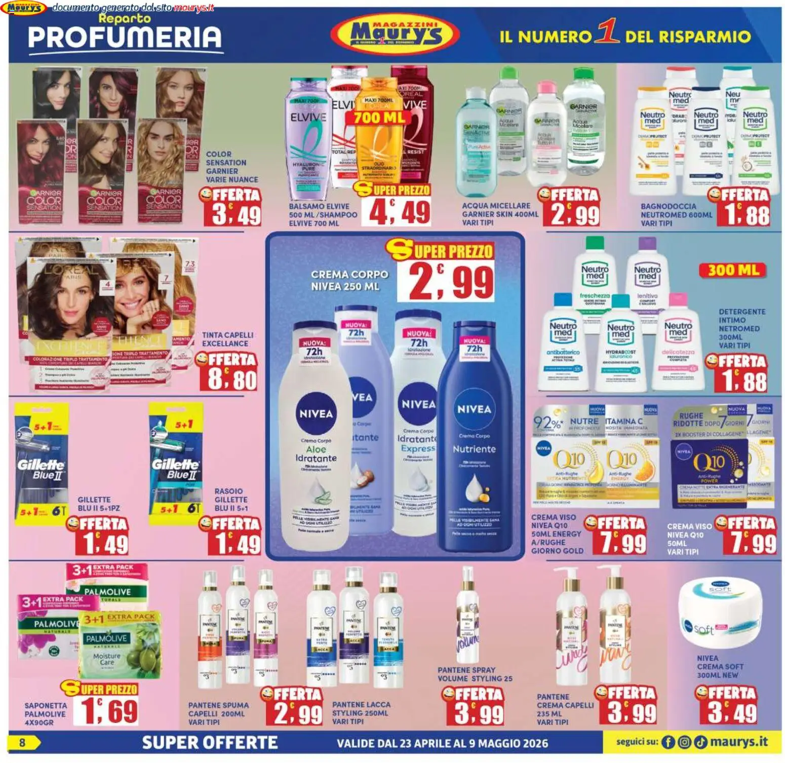 Volantino Maury's del 23.04.2026 | Pagina: 8 | Prodotti: Balsamo, Crema, Lacca, Acqua