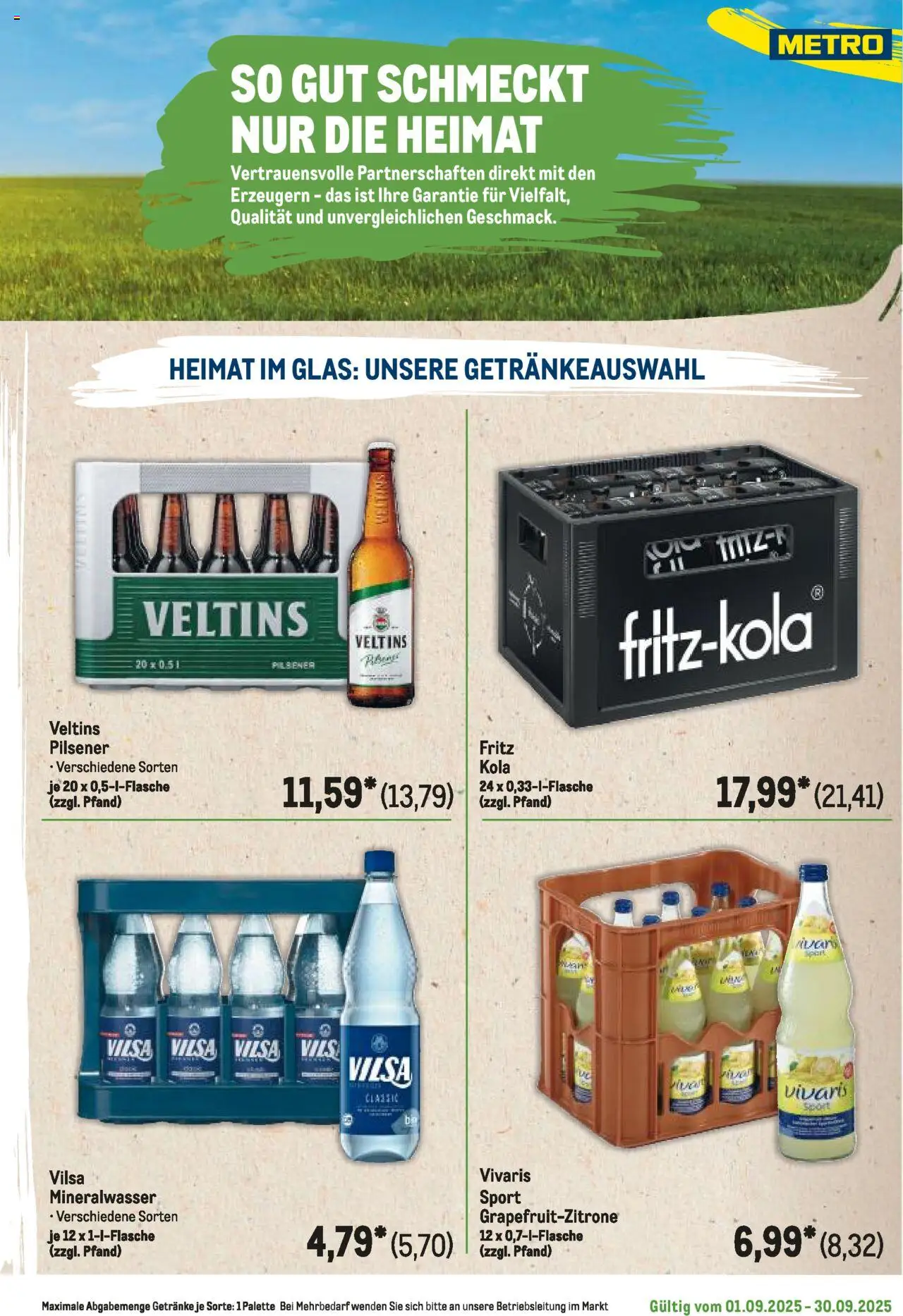 Metro Regionaler Flyer - gültig ab dem 01.09.2025 | Seite: 33 | Produkte: Mineralwasser, Veltins