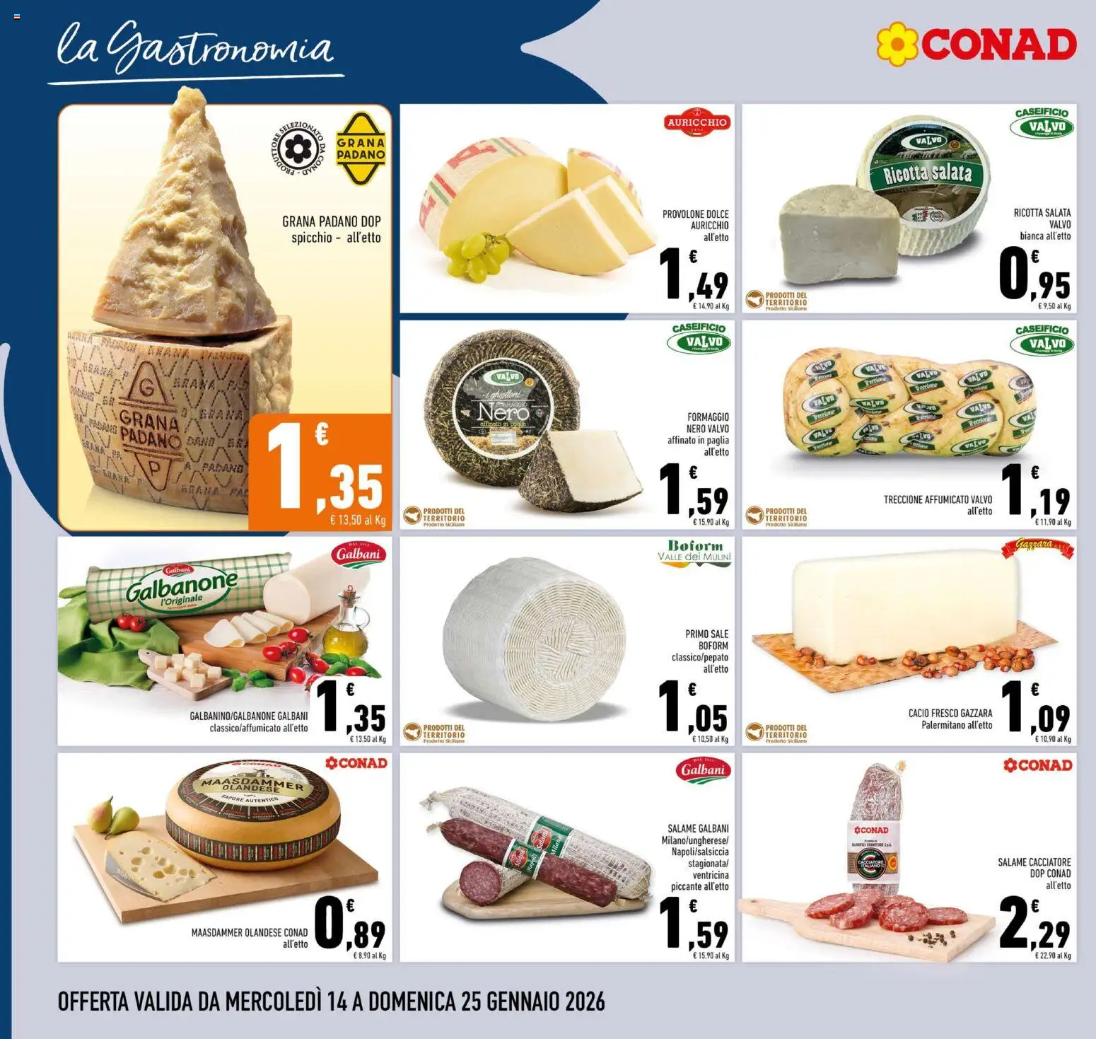 Volantino Conad del 14.01.2026 | Pagina: 8 | Prodotti: Sale, Formaggio, Grana Padano, Ricotta