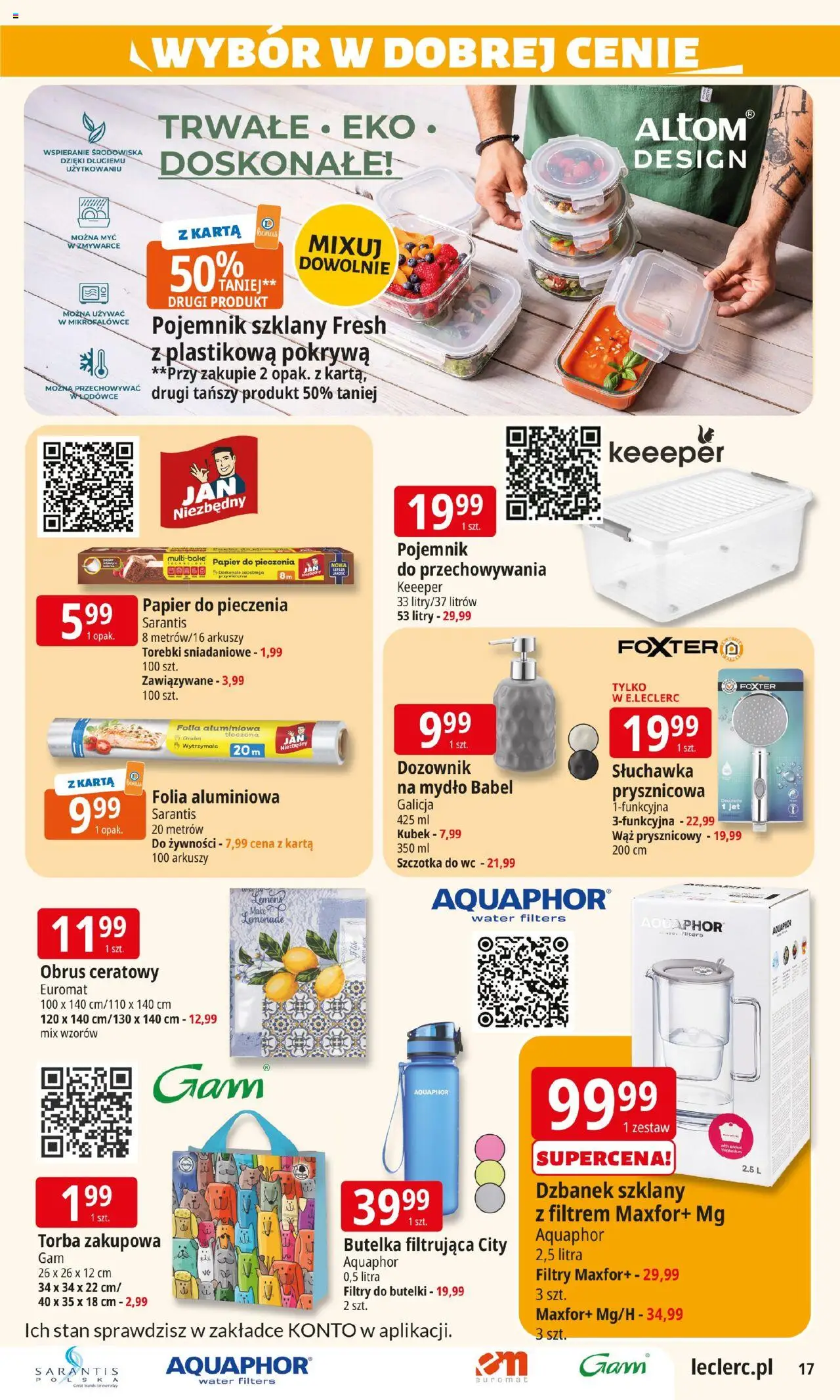 E.Leclerc Gazetka - Tychy od 05.08.2025 | Strona: 17 | Produkty: Torba, Papier do pieczenia, Szczotka, Torebki