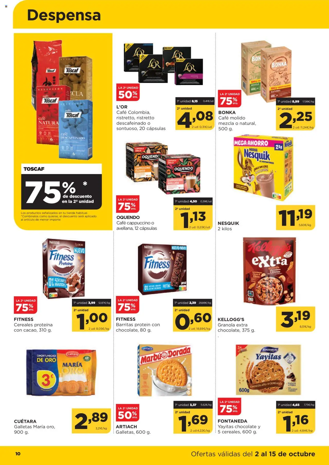 Alimerka folleto Asturias │ válido desde el 02.10.2025 | Página: 10 | Productos: Café, Cereales, Galletas, Φρυγανιές σικάλεως