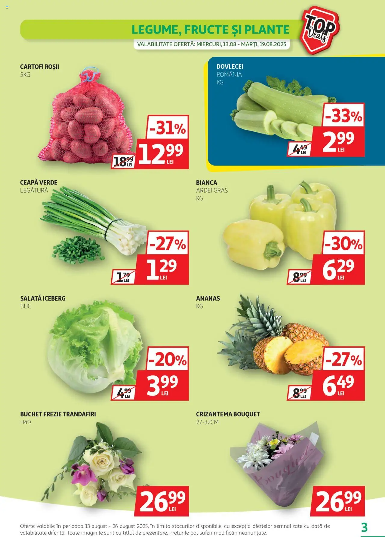 Catalog Auchan – valabil de la 13.08.2025 | Pagină: 3 | Produse: Salată, Cartofi, Ceapă, Fructe