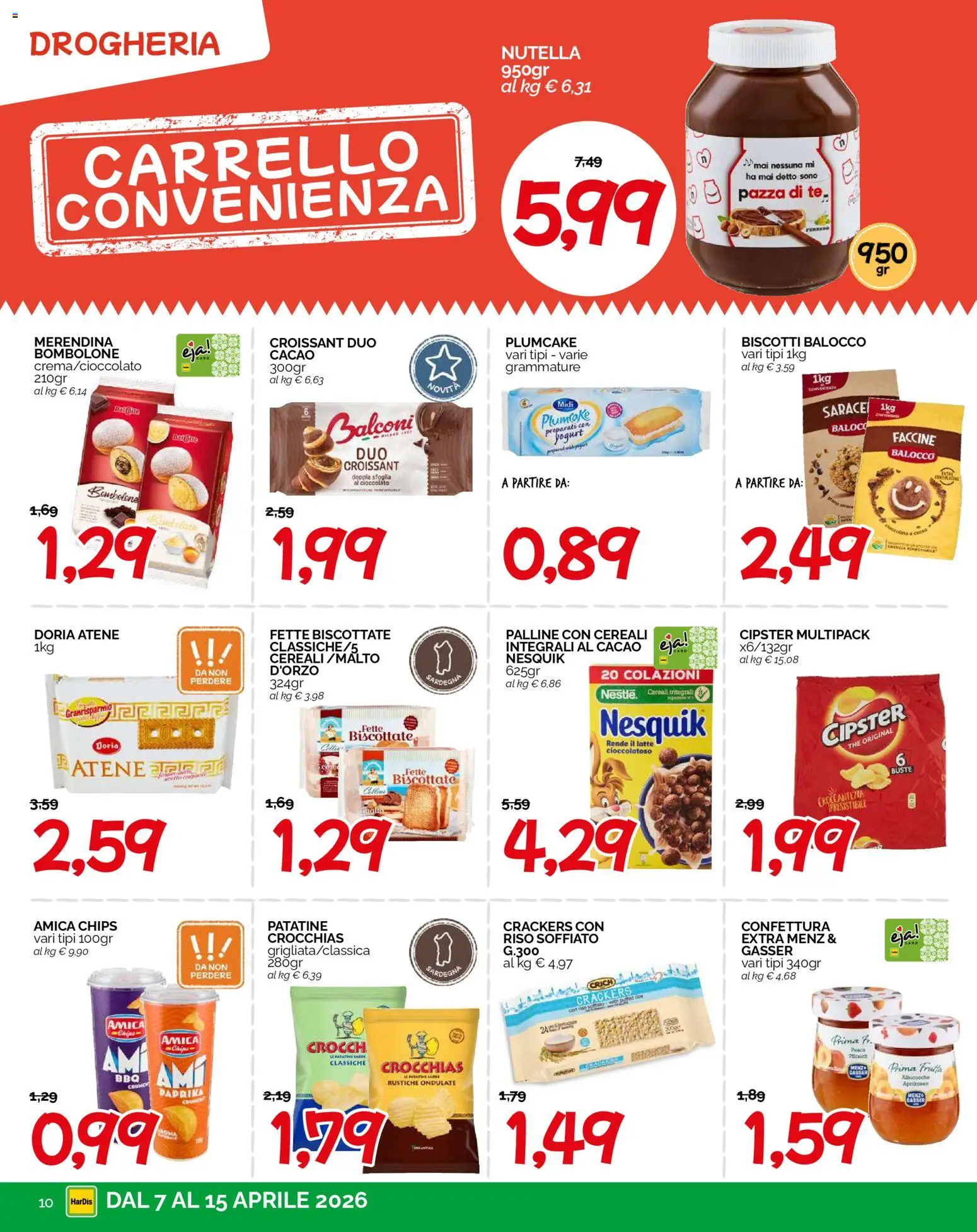 Volantino HarDis del 07.04.2026 | Pagina: 10 | Prodotti: Riso, Biscotti, Crackers, Carrello