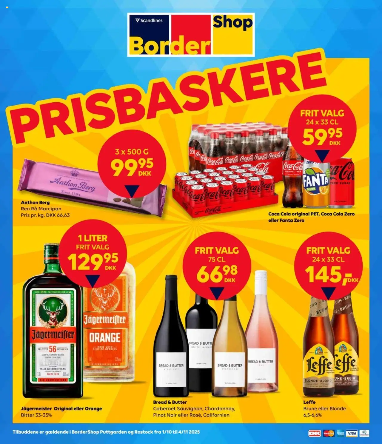 Bordershop tilbudsavis – gyldig fra 01.10.2025 | Side: 1 | Produkter: Coca Cola Zero, Fanta, Marcipan, Cola