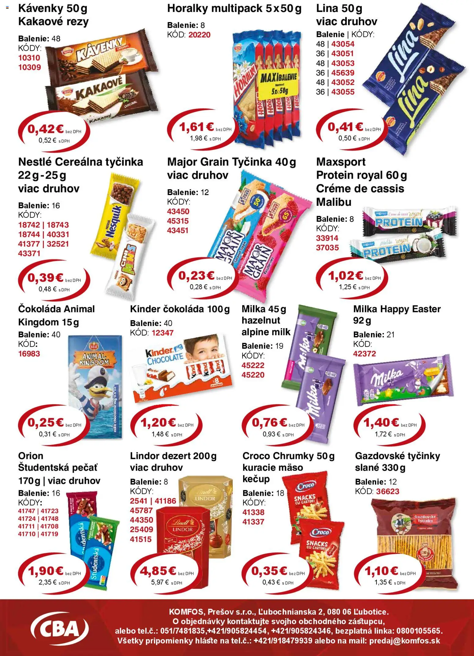 Nové CBA Komfos akcie – leták je platný od 27.03.2026 | Strana: 7 | Produkty: Kinder, Čokoláda, Kečup, Milka