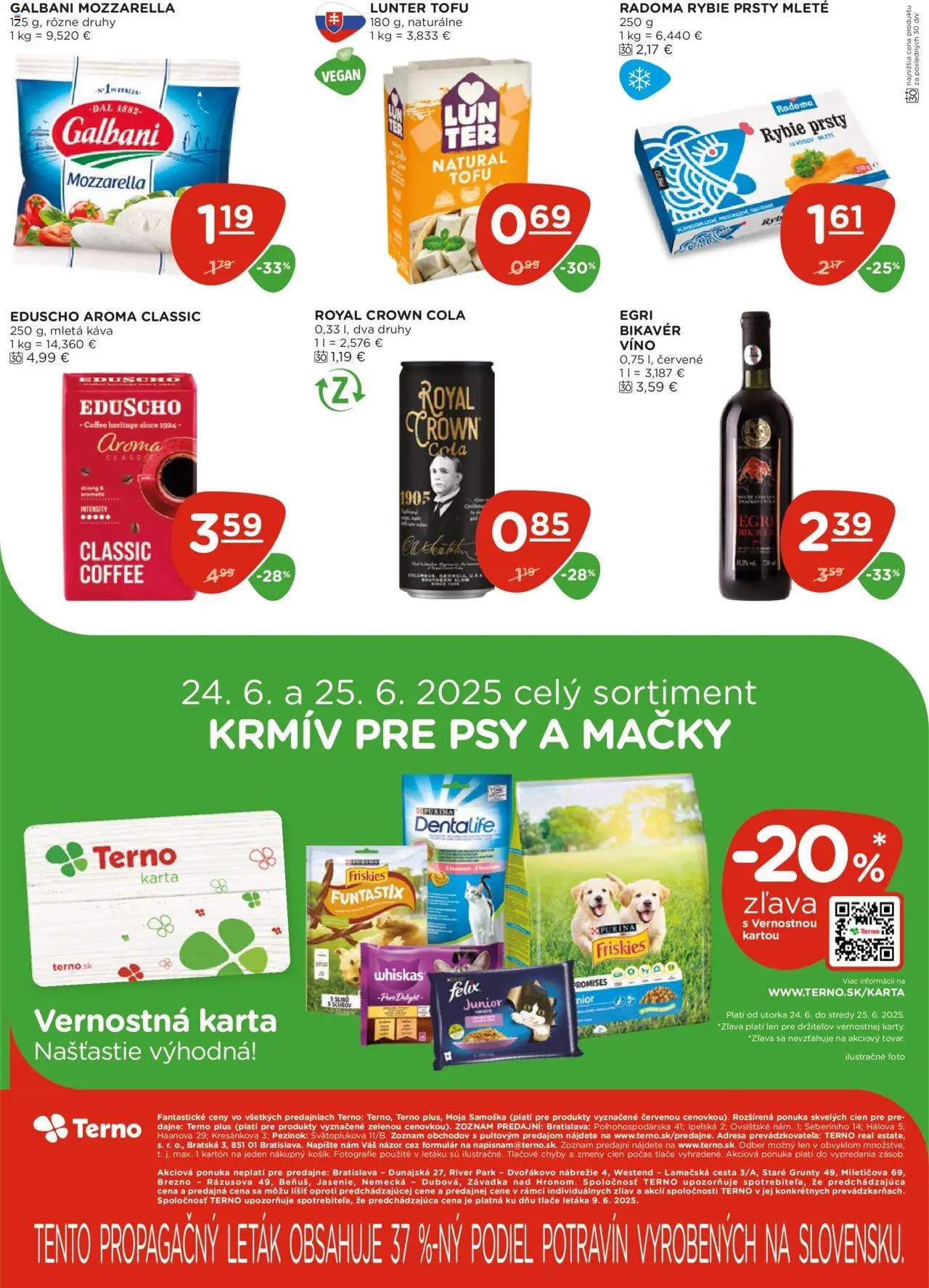 Terno leták │ platný od 19.06.2025 | Strana: 21 | Produkty: Felix, Friskies, Víno, Mozzarella