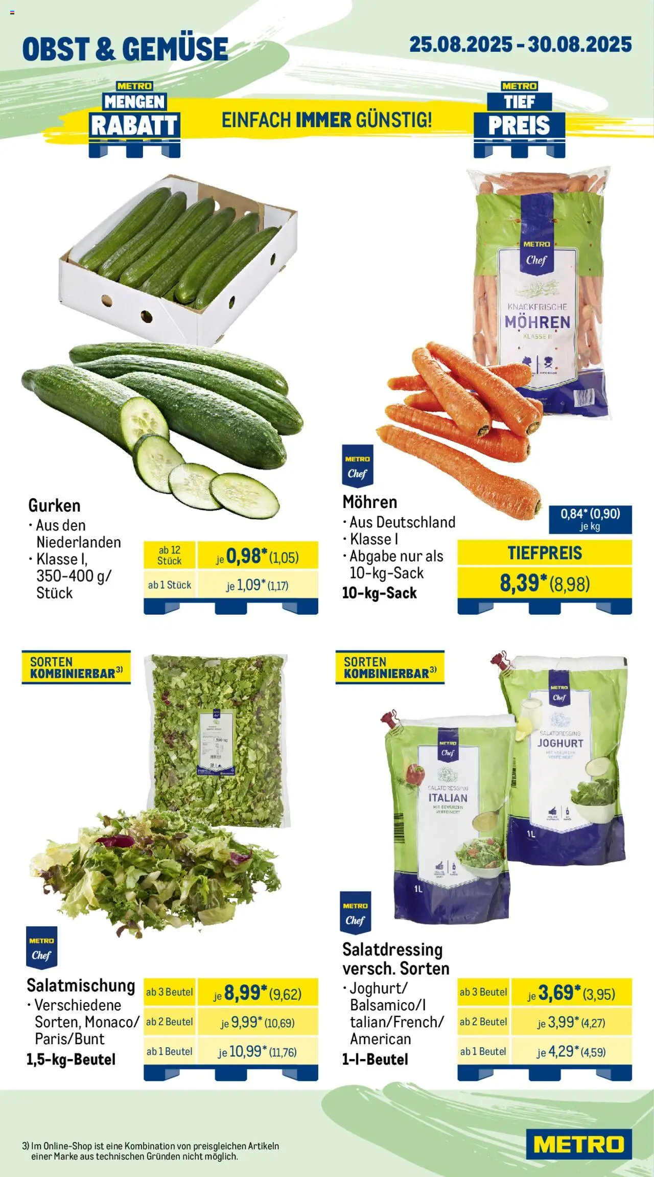 Metro Wochen-Angebote Gastro - gültig ab dem 25.08.2025 | Seite: 9 | Produkte: Joghurt, Gemüse, Obst, Gurken