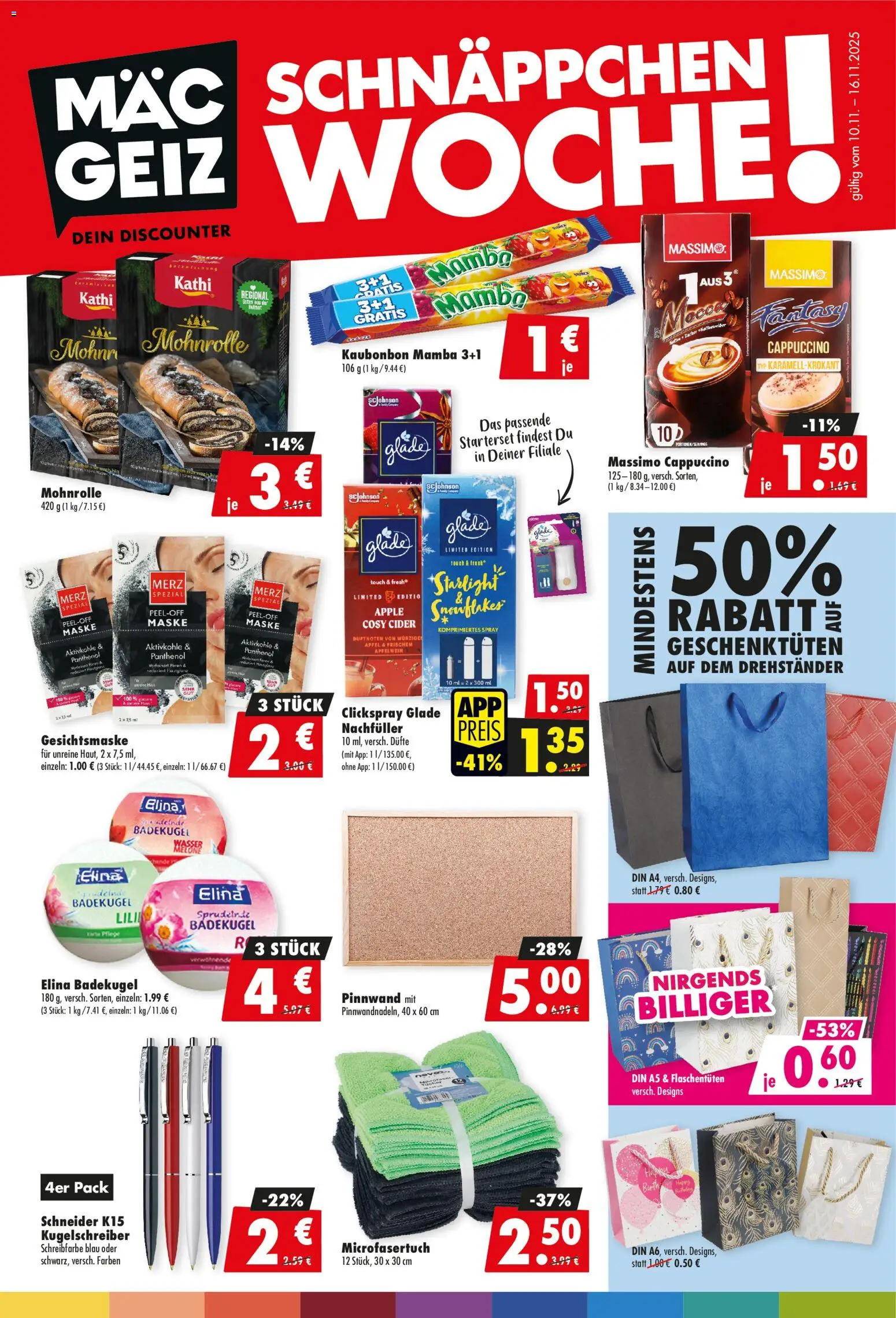 Mäc Geiz Prospekt 	 – gültig ab 10.11.2025 | Seite: 1 | Produkte: Apple, Maske, Wasser, Gesichtsmaske
