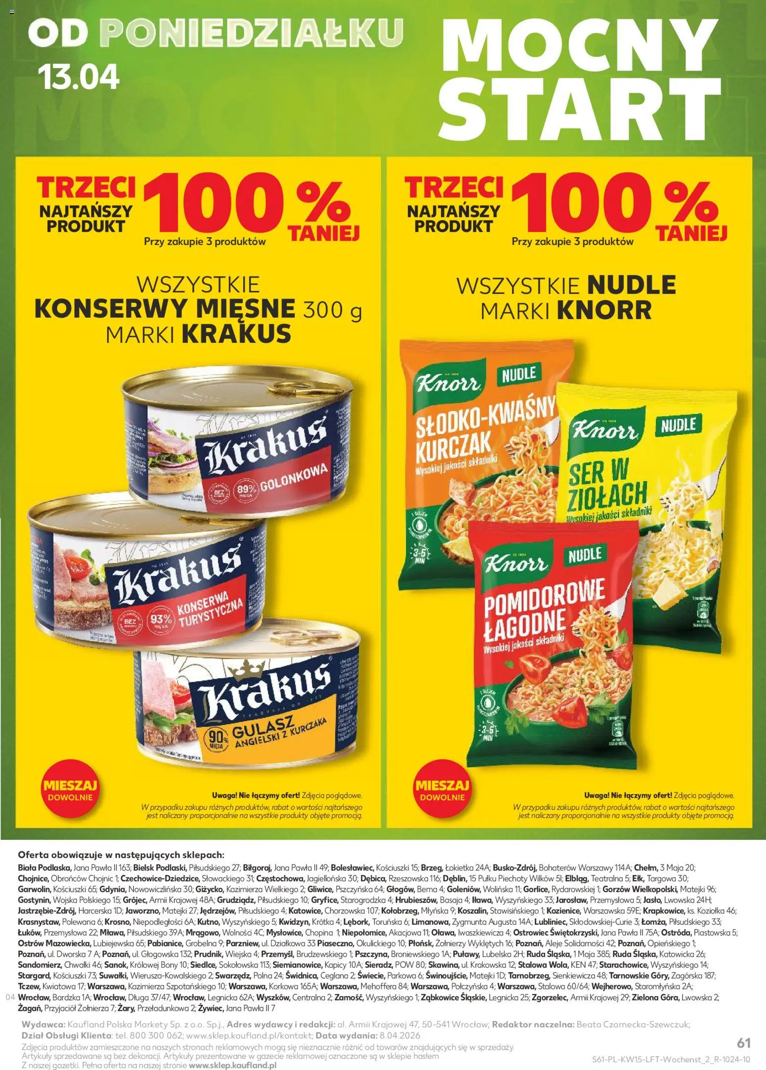 Kaufland Polsko leták od 09.04.2026 | Strana: 61 | Produkty: Knorr, Nudle