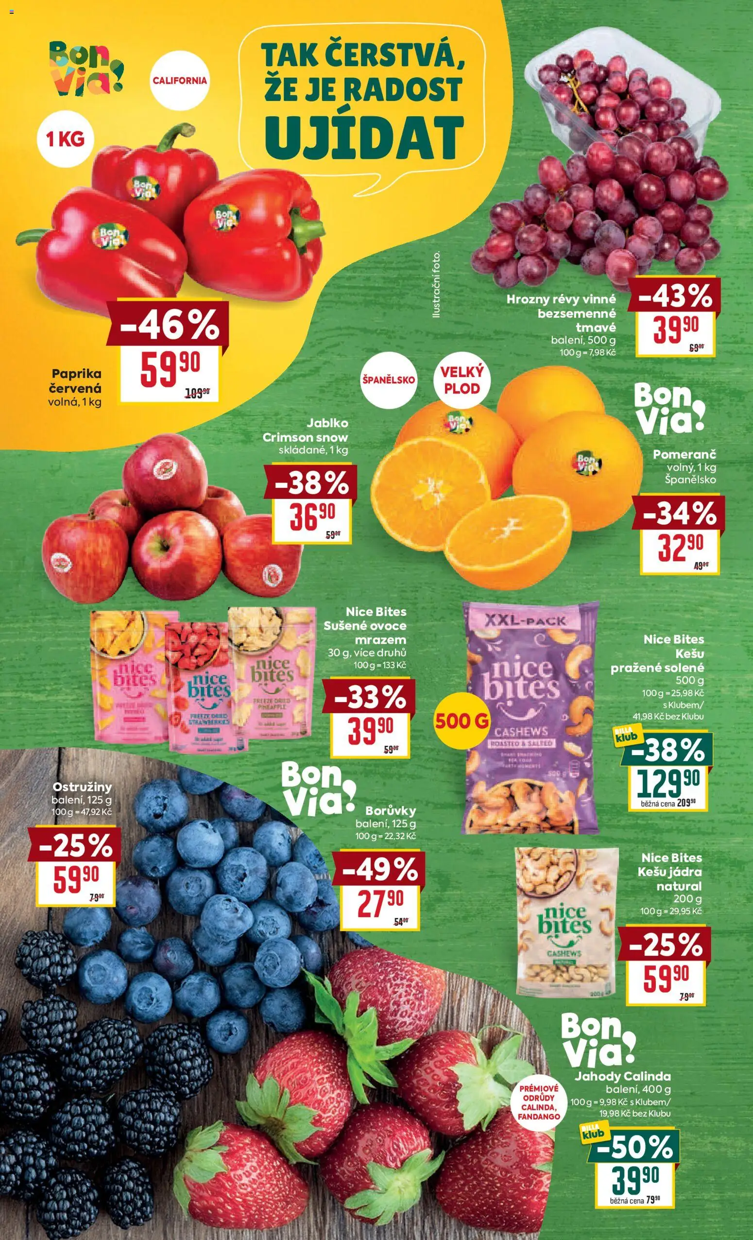 Billa Velký leták od 22.04.2026 | Strana: 4 | Produkty: Jahody, Borůvky, Paprika, Sušené ovoce