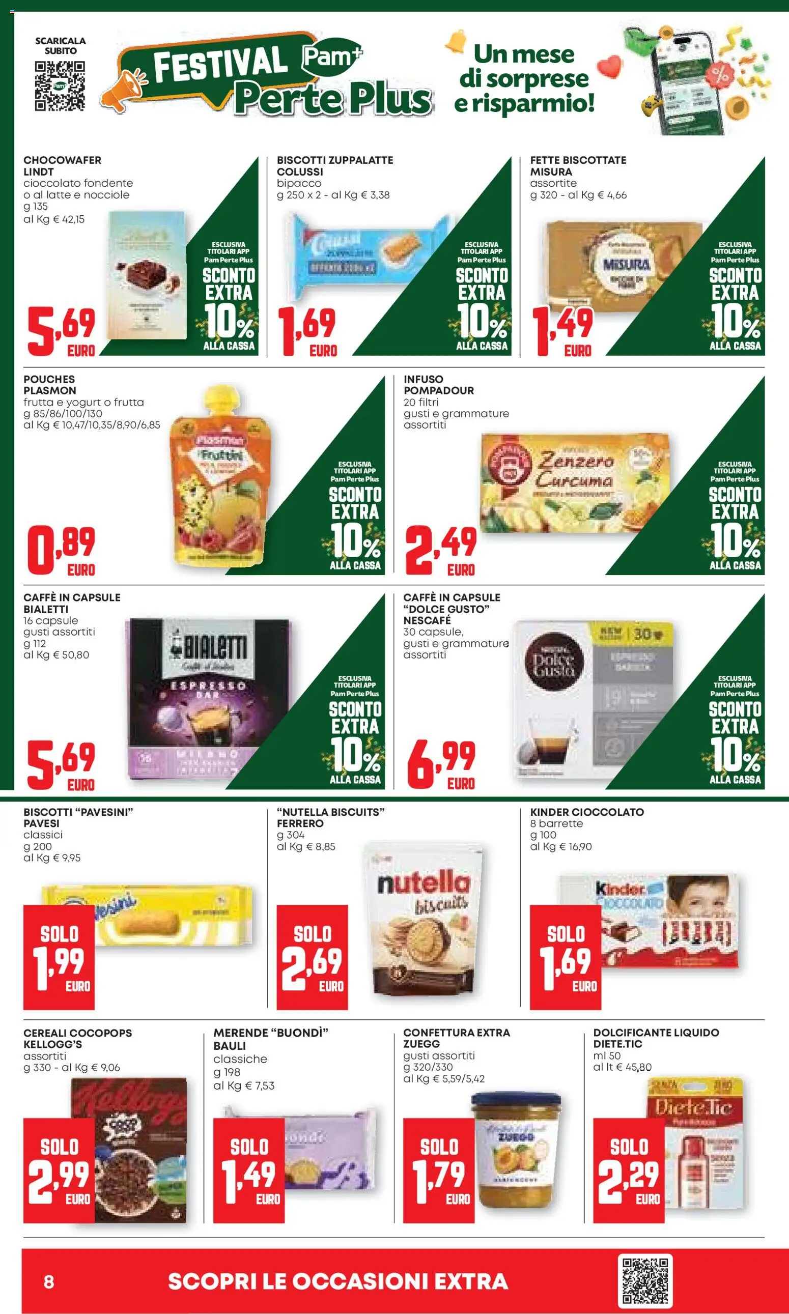 Volantino PAM del 20.11.2025 | Pagina: 8 | Prodotti: Cioccolato, Biscotti, Nocciole, Caffe in capsule