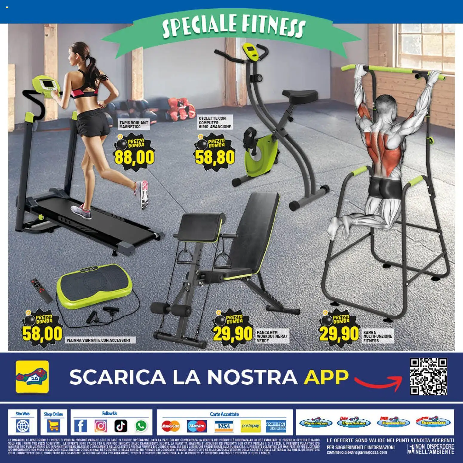 Volantino RisparmioCasa del 15.04.2026 | Pagina: 8 | Prodotti: Panca, Data, Computer, Cyclette