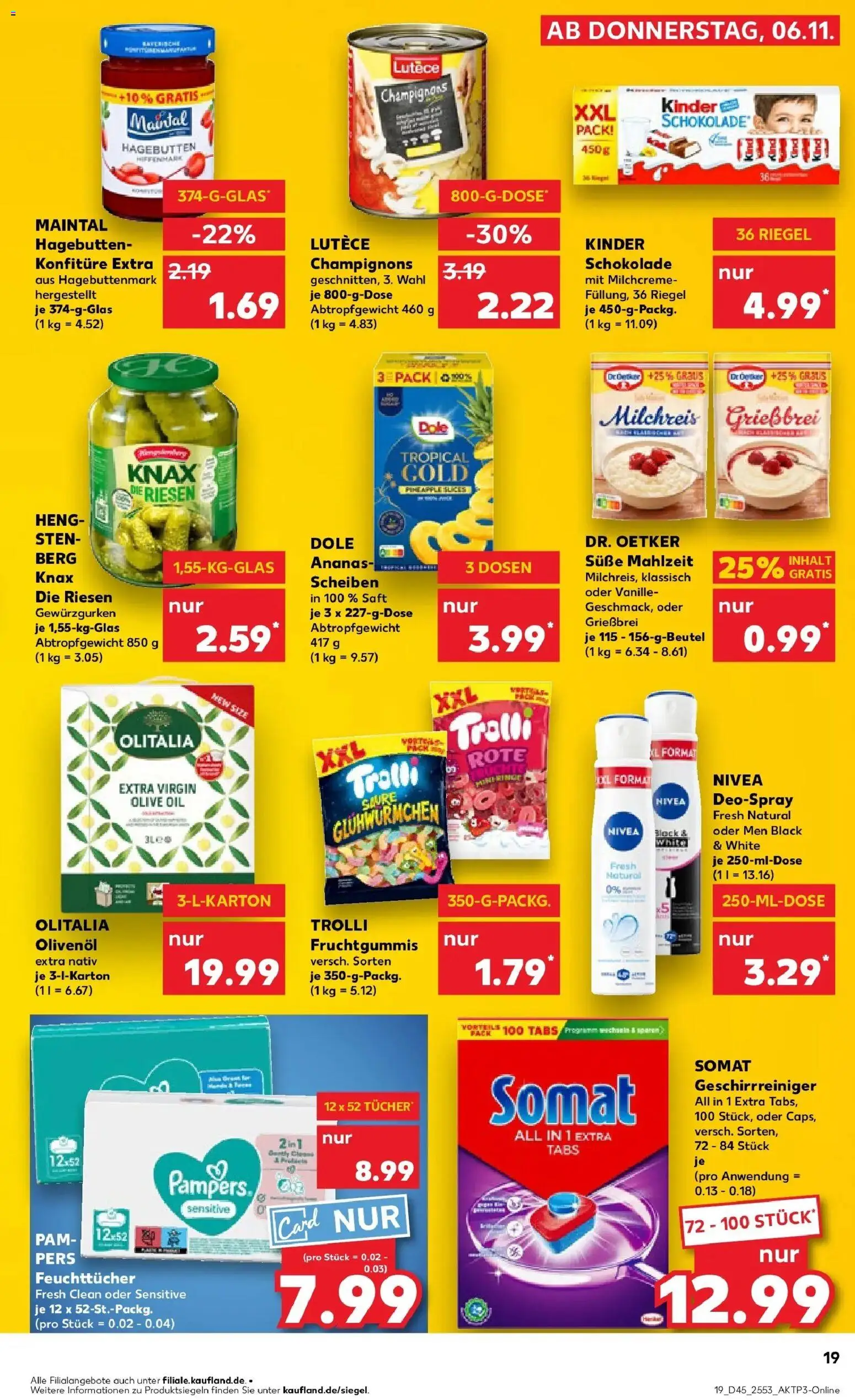 Kaufland prospekt Igersheim	 – gültig ab 10.11.2025 | Seite: 19 | Produkte: Olivenol, Champignons, Deospray, Saft