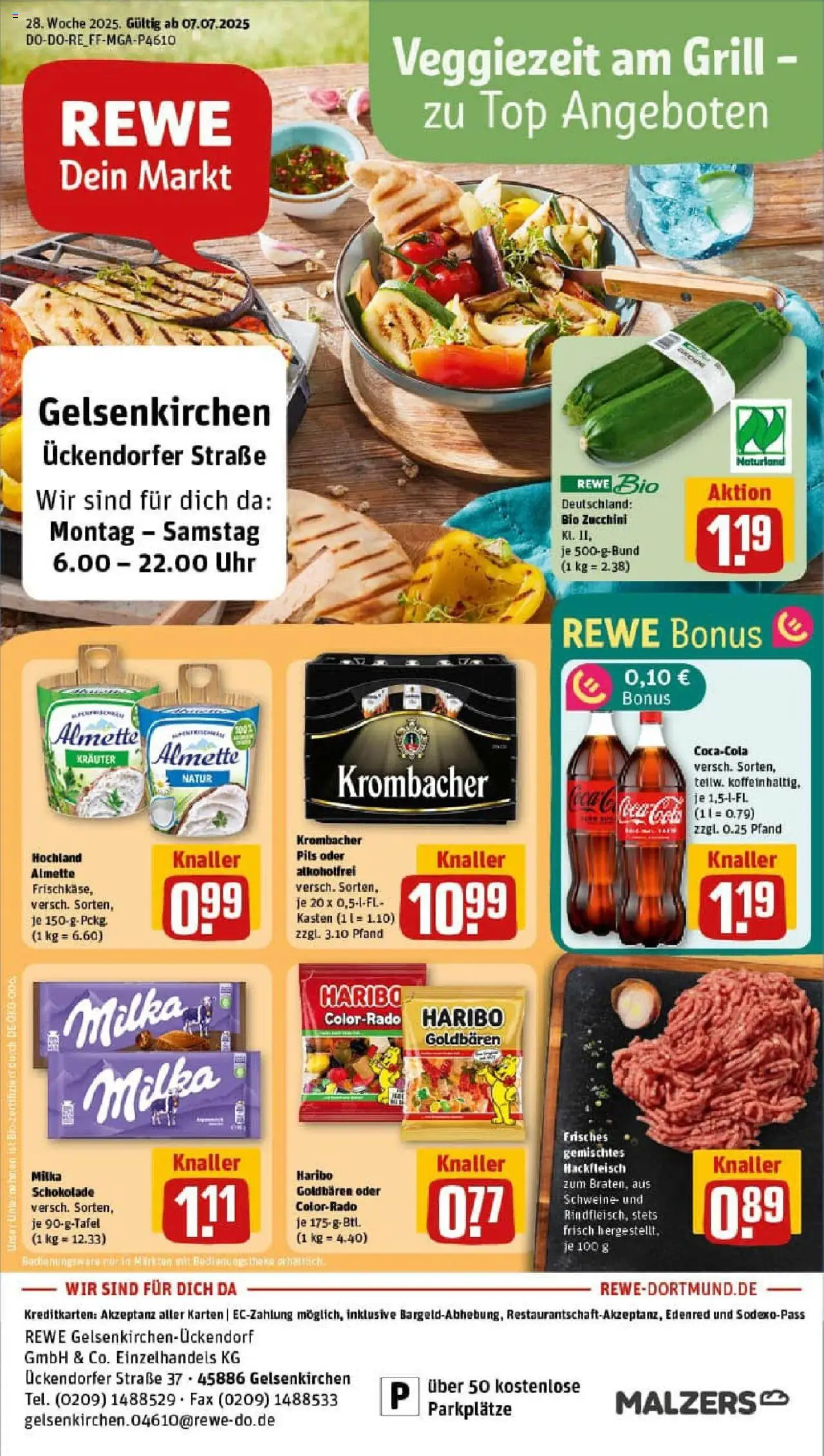 Rewe prospekt Gelsenkirchen	 - gültig ab dem 06.07.2025 | Seite: 1 | Produkte: Grill, Theke, Milka schokolade, Zucchini
