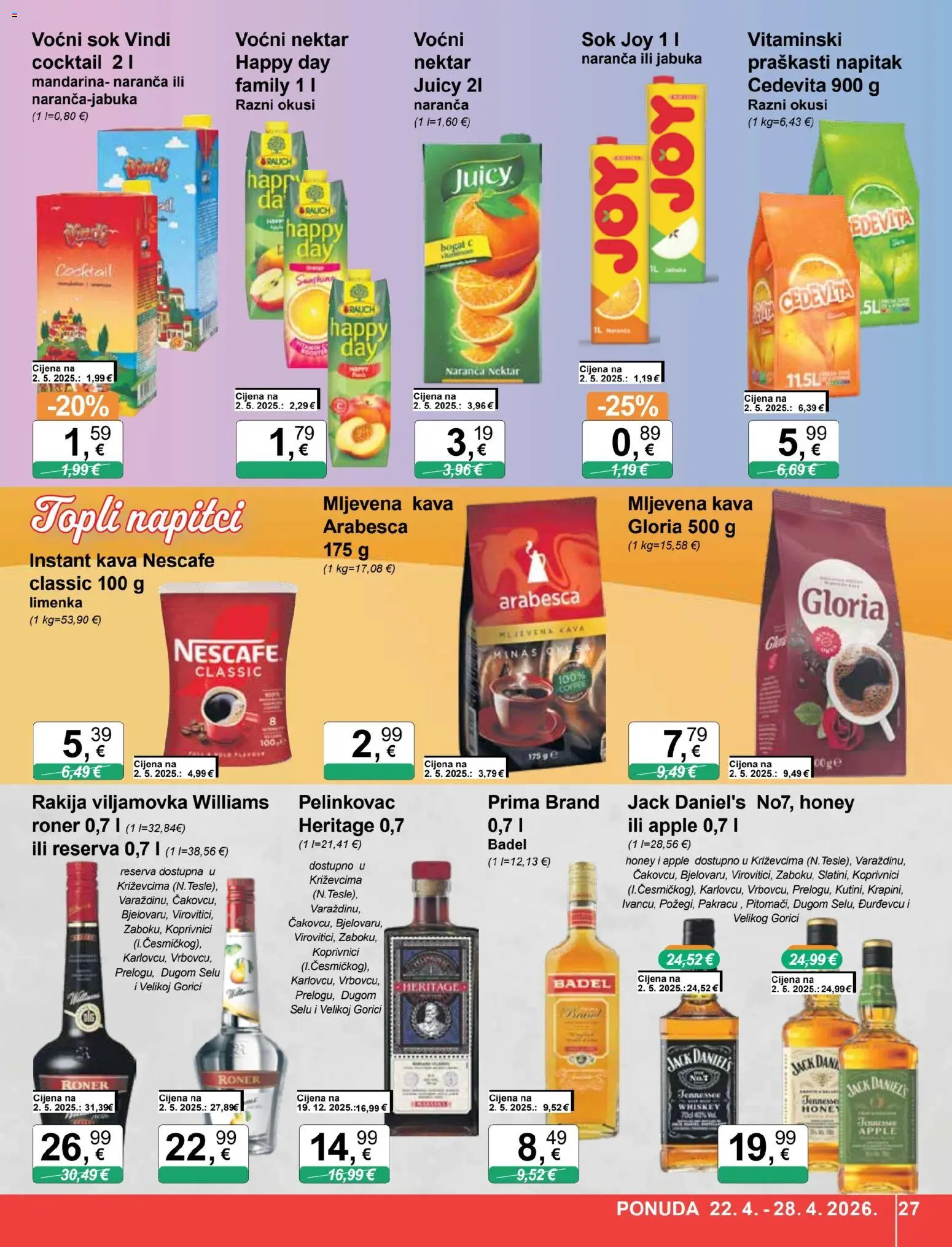 KTC katalog | vrijedi od 22.04.2026 | Stranica: 27 | Proizvodi: Nescafe, Kava, Rakija, Cedevita