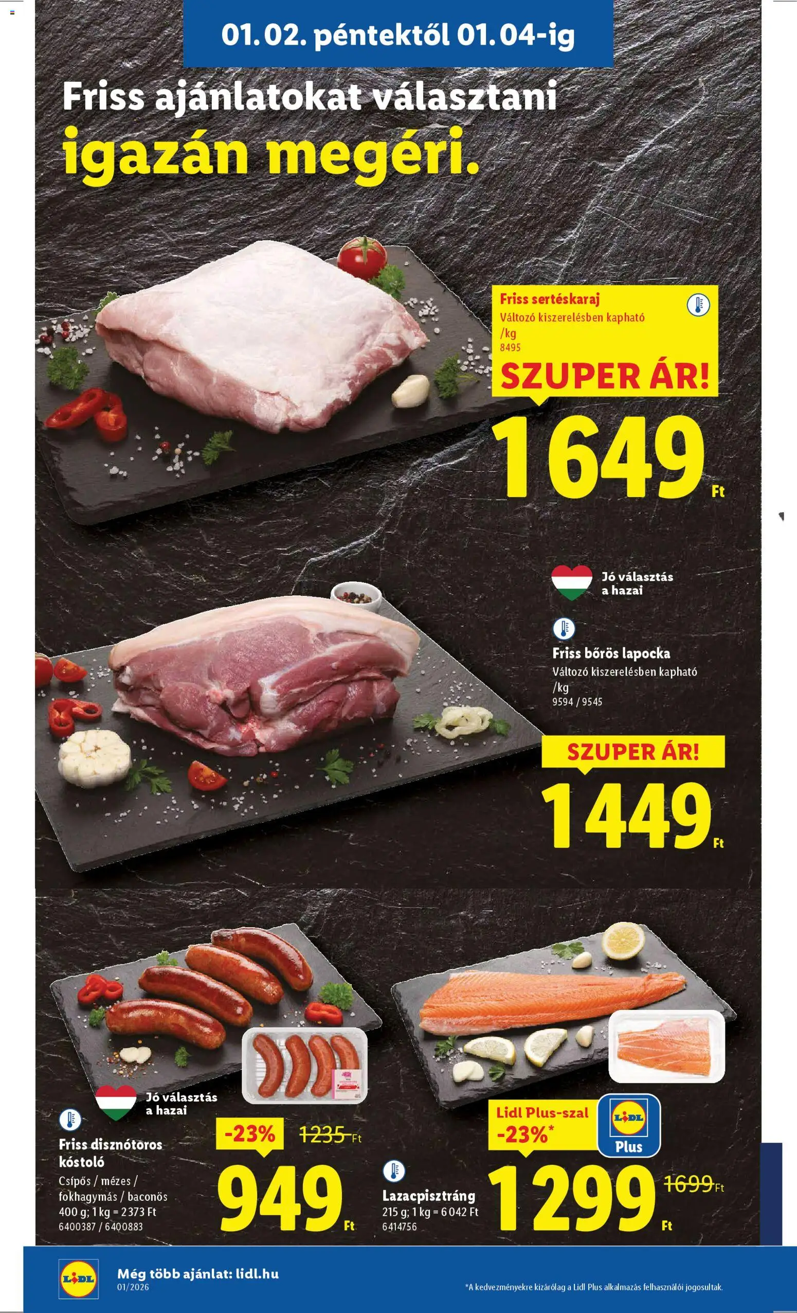 Lidl akciós ujság - amely érvényes a következő dátumtól: 02.01.2026 | Oldal: 4 | Termékek: Sertéskaraj