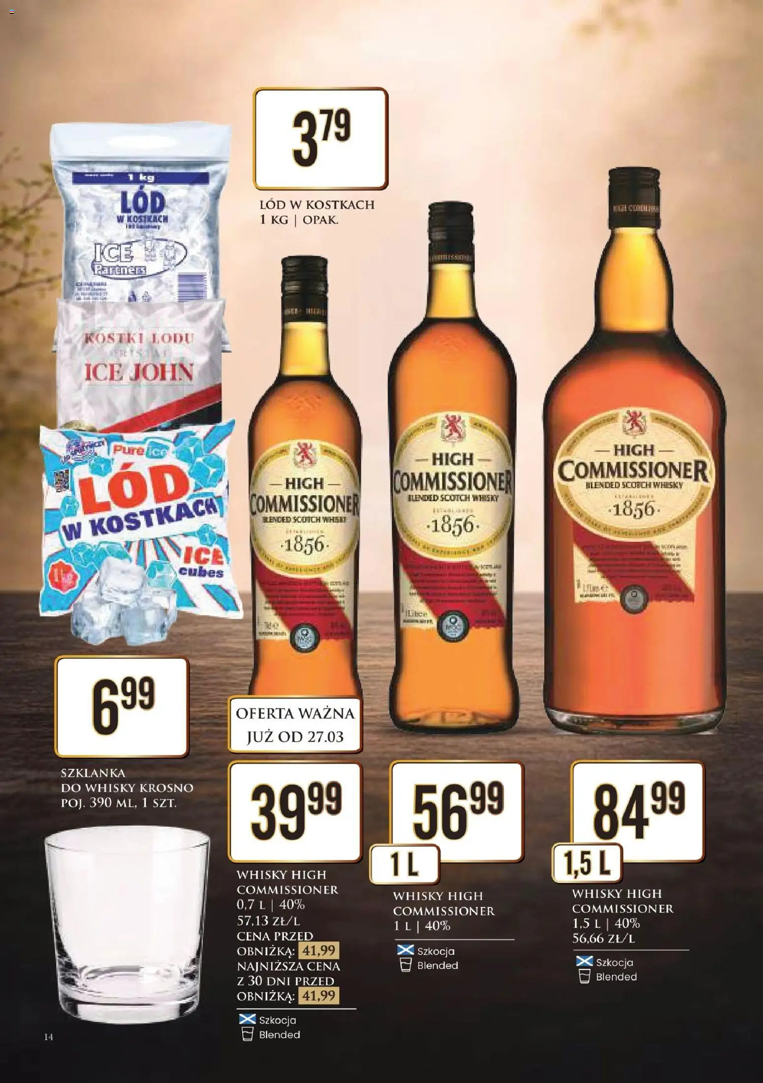 Dino gazetka alkoholowa od 27.03.2026 | Strona: 15 | Produkty: Szklanka, Lód w kostkach, Whisky