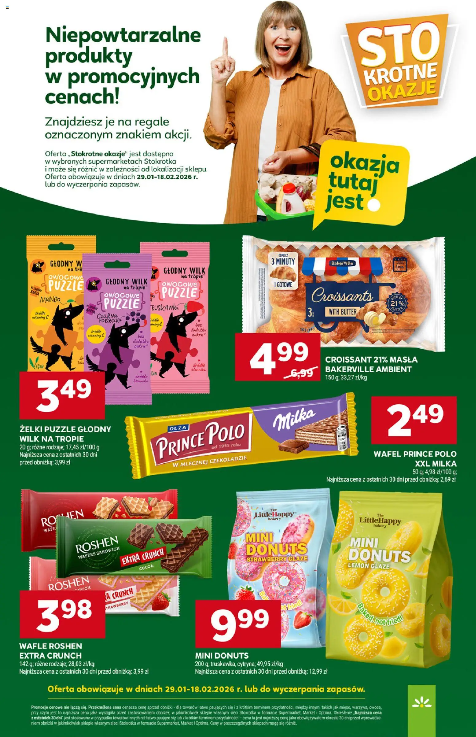 Stokrotka Gazetka od 29.01.2026 | Strona: 34 | Produkty: Wafle, Stokrotka, Sandwich, Żelki