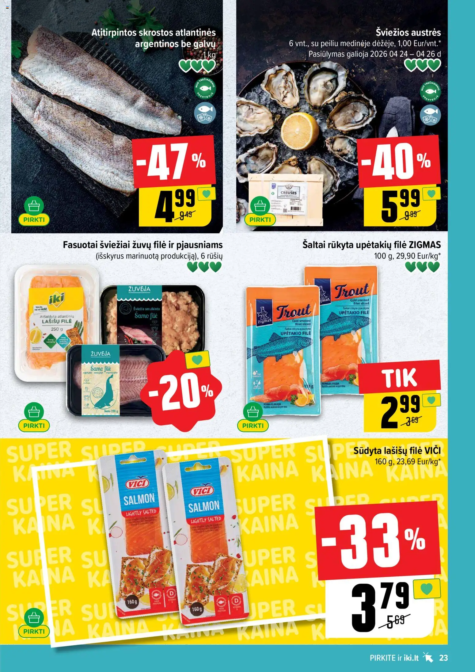IKI akcijos nuo 20.04.2026 | Puslapis: 23 | Prekių: Lašišų filė