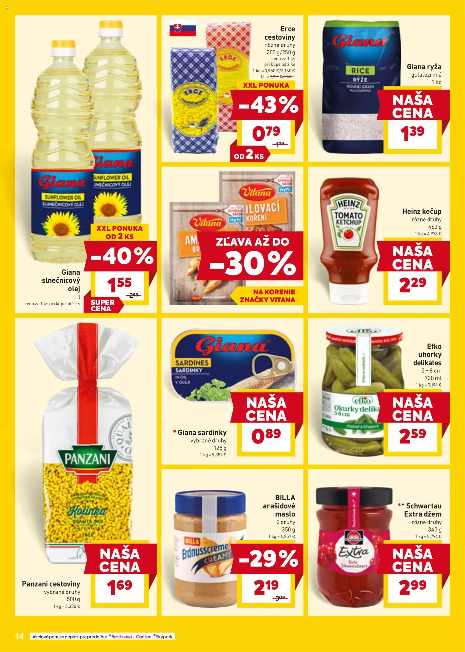 Nové Billa akcie – leták je platný od 07.04.2026 | Strana: 16 | Produkty: Maslo, Ryža, Slnečnicový olej, Uhorky