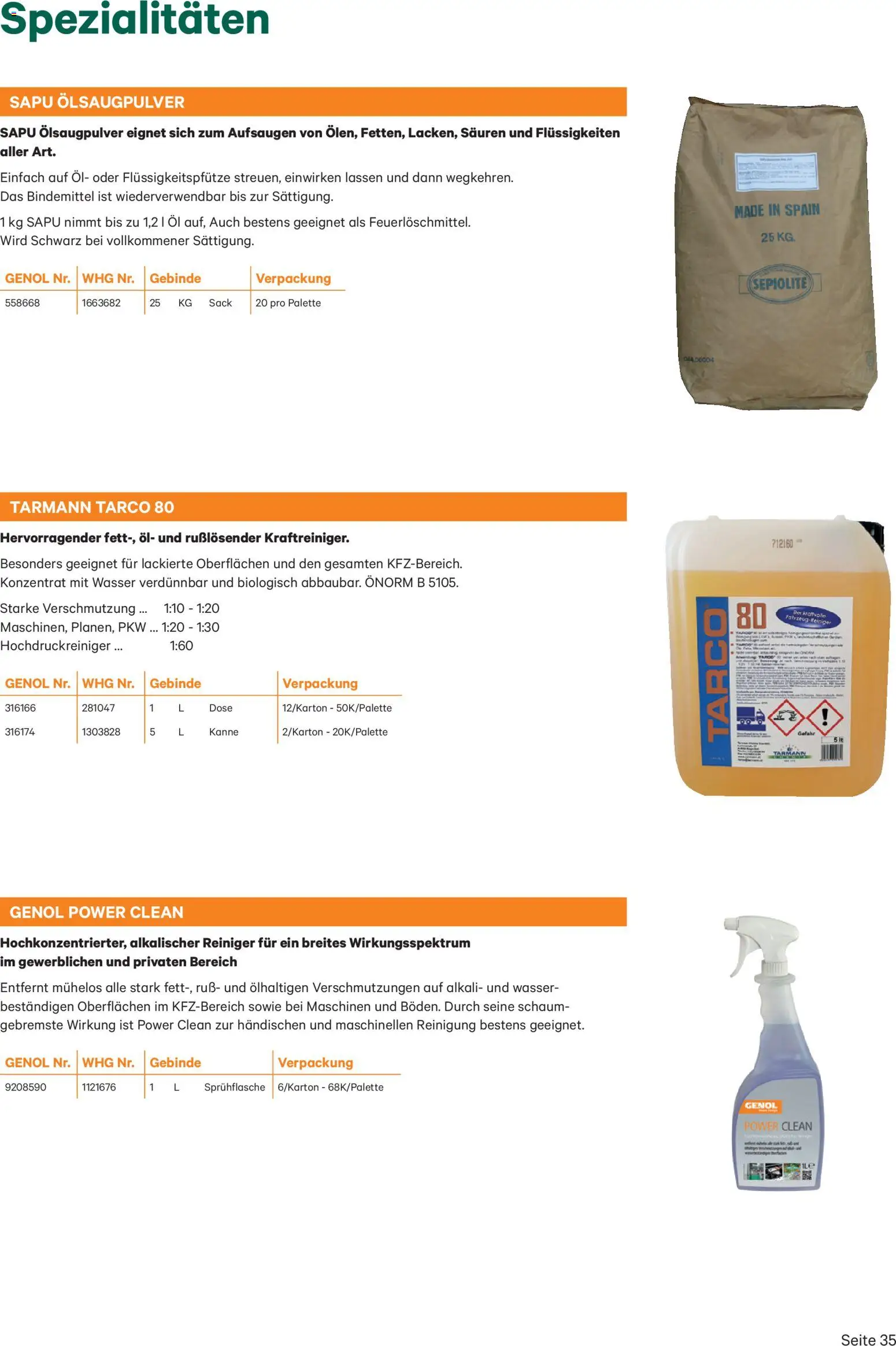 Lagerhaus Genol - Produkt- übersicht gültig ab 03.12.2025 | Seite: 35 | Produkte: Wasser, Öl